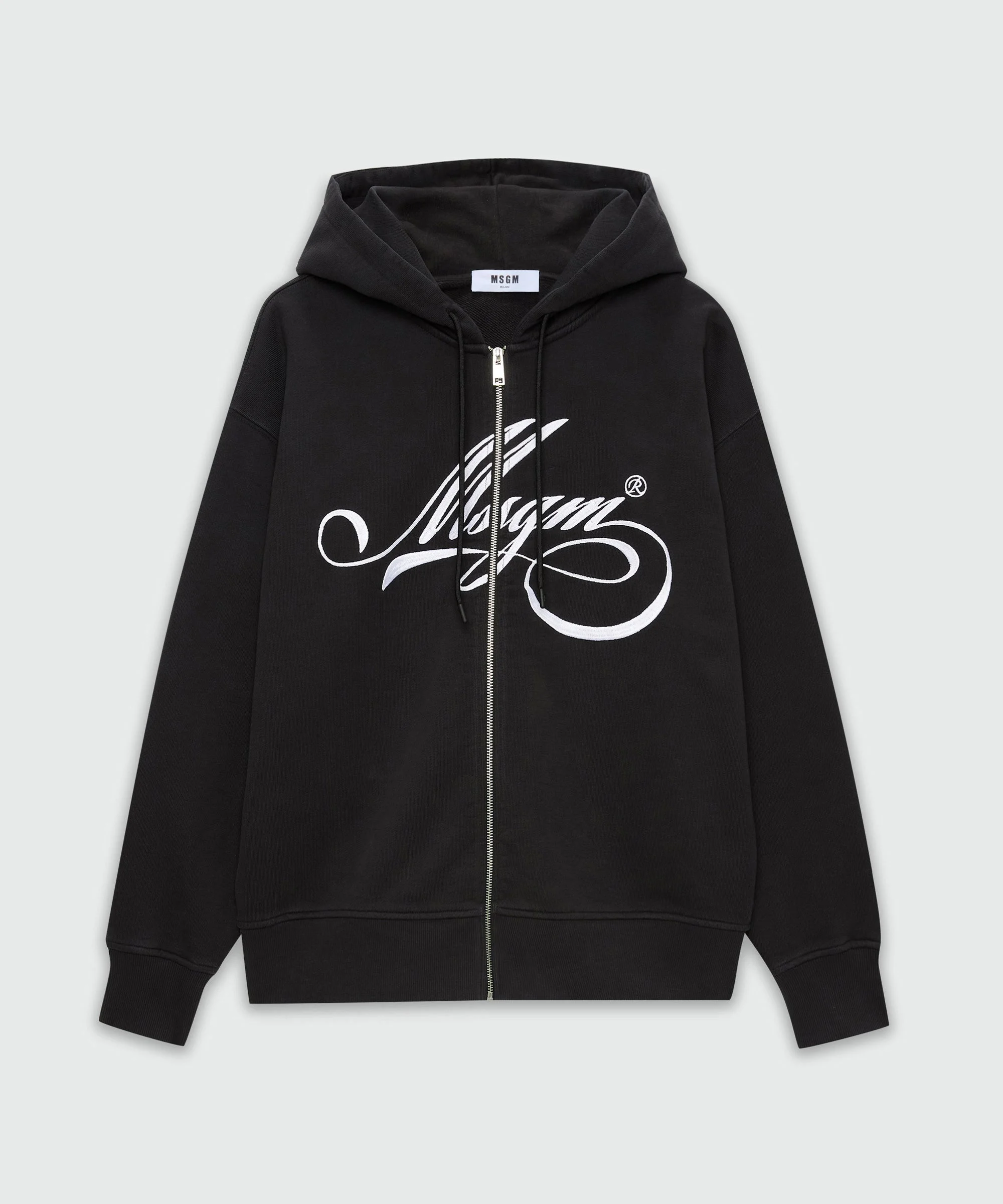 Black jersey hoodie with cursive MSGM logo - 1