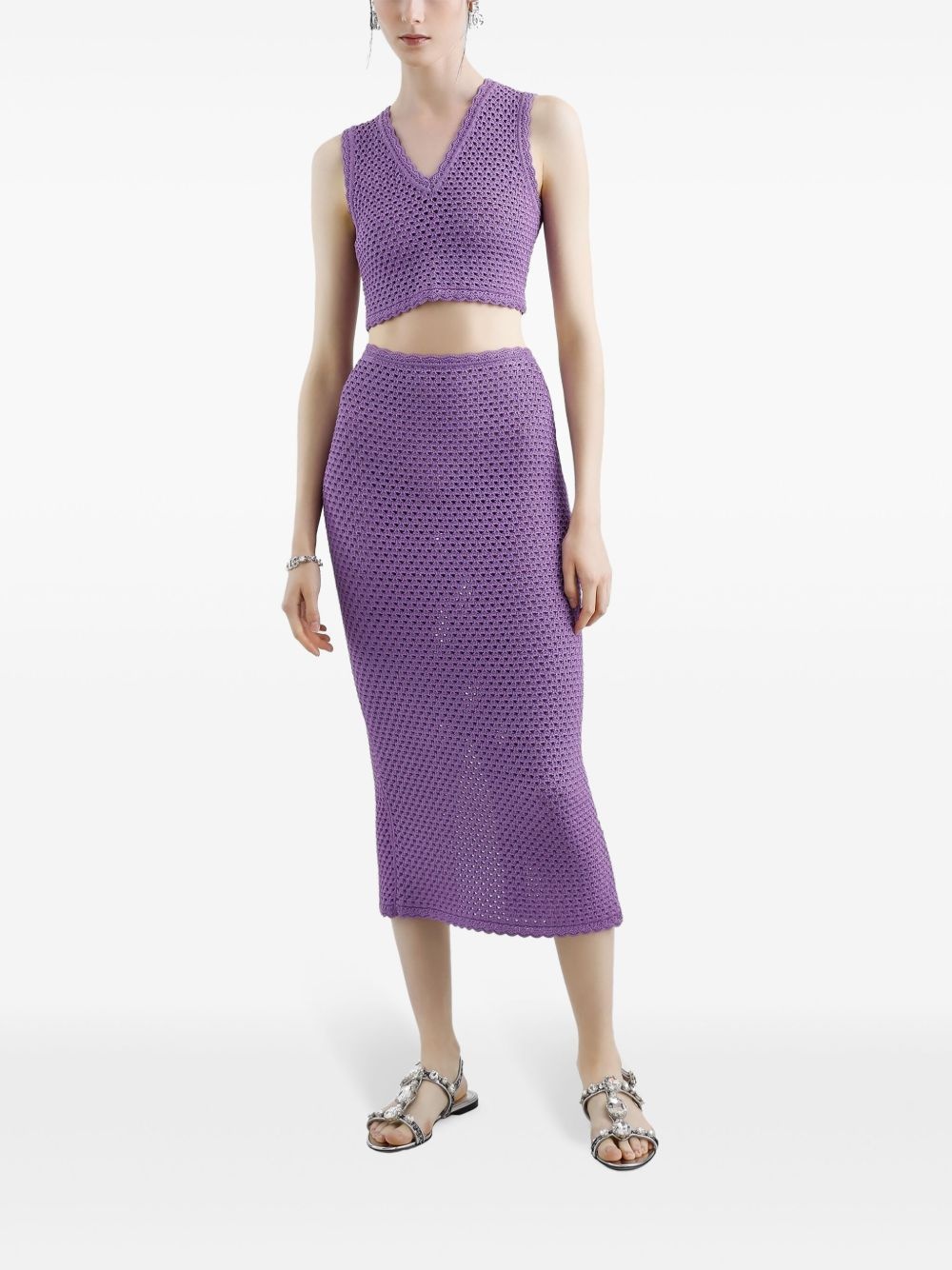 crochet-knit midi skirt - 2