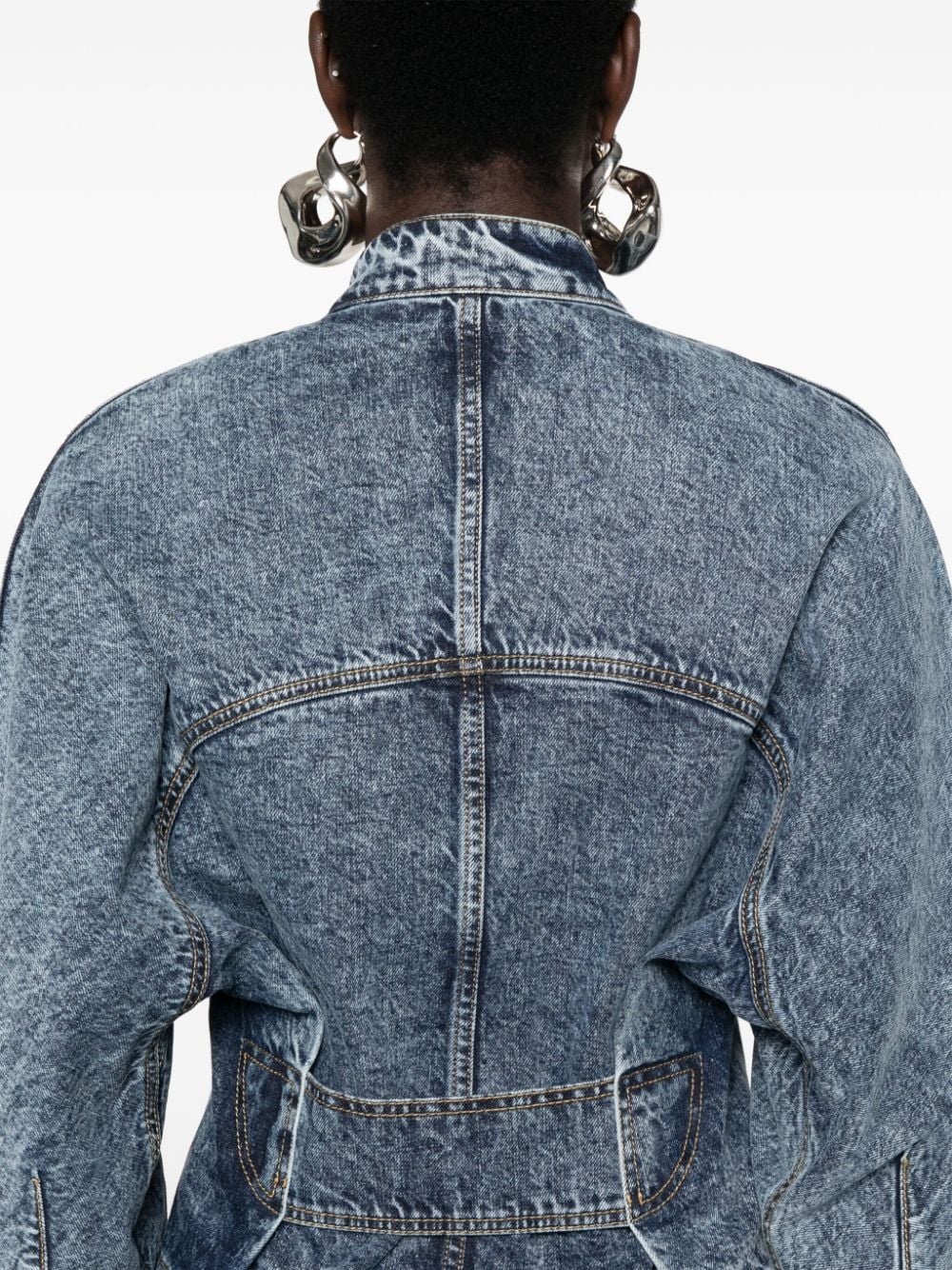 strap-detail denim jacket - 5