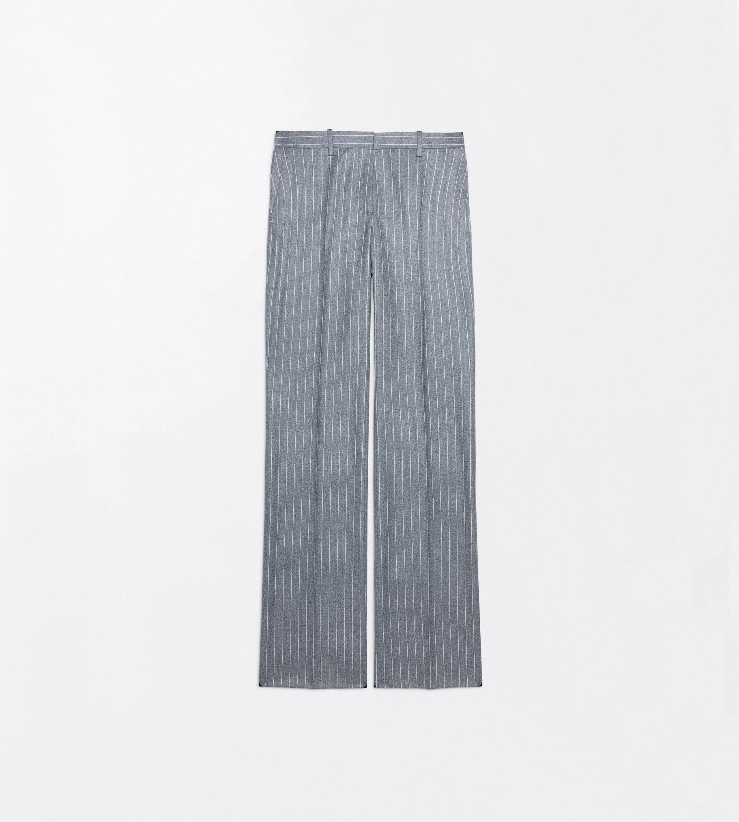 STRIPED FLANNEL TAILORED STRAIGHT BOYFRIEND PANTS - 1