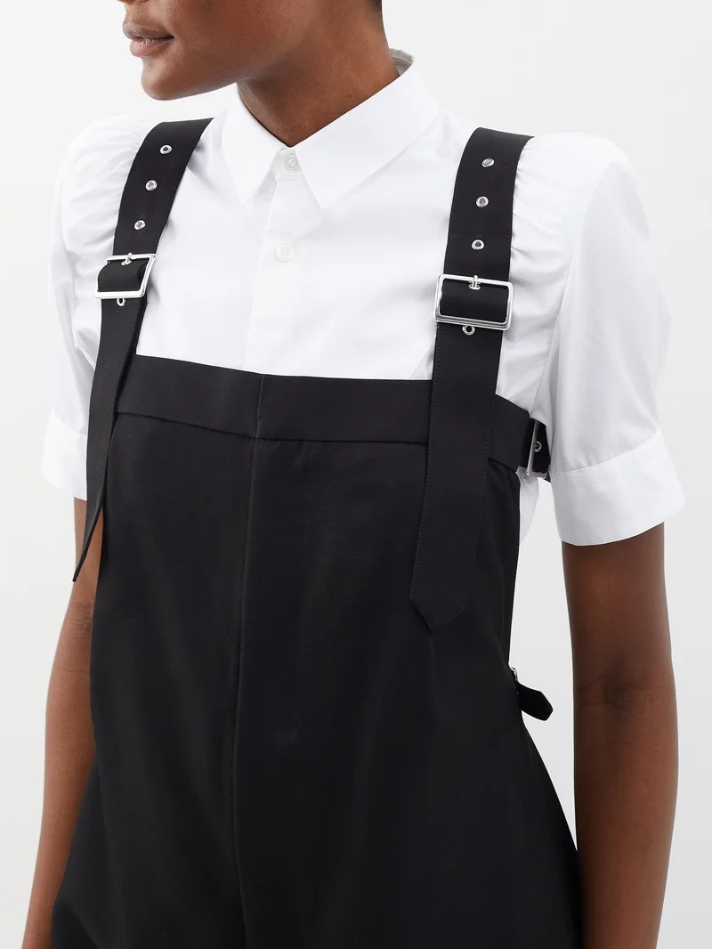 Square-neck cotton-blend gabardine jumpsuit - 3