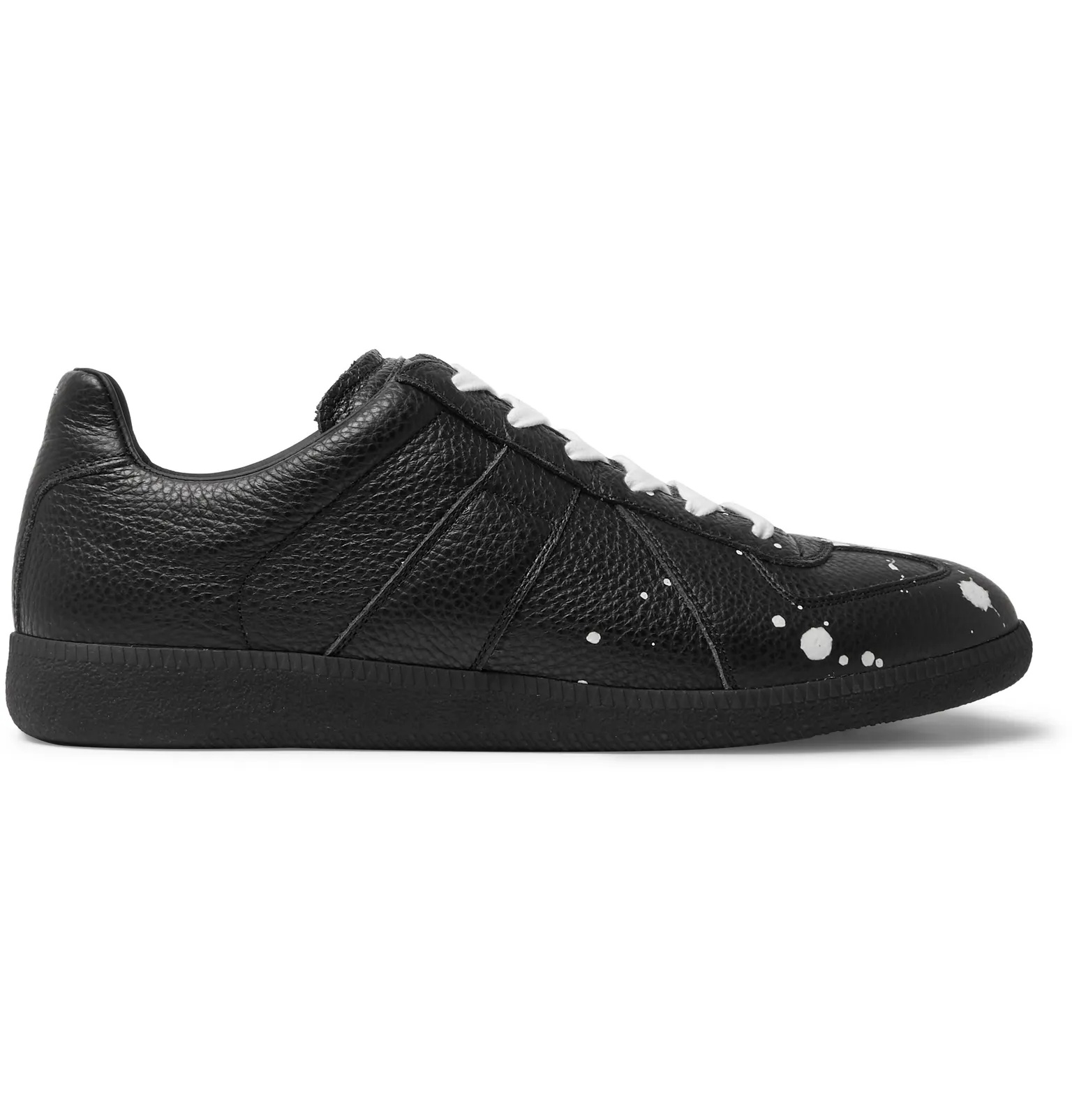 Replica Paint-Splattered Full-Grain Leather Sneakers - 1