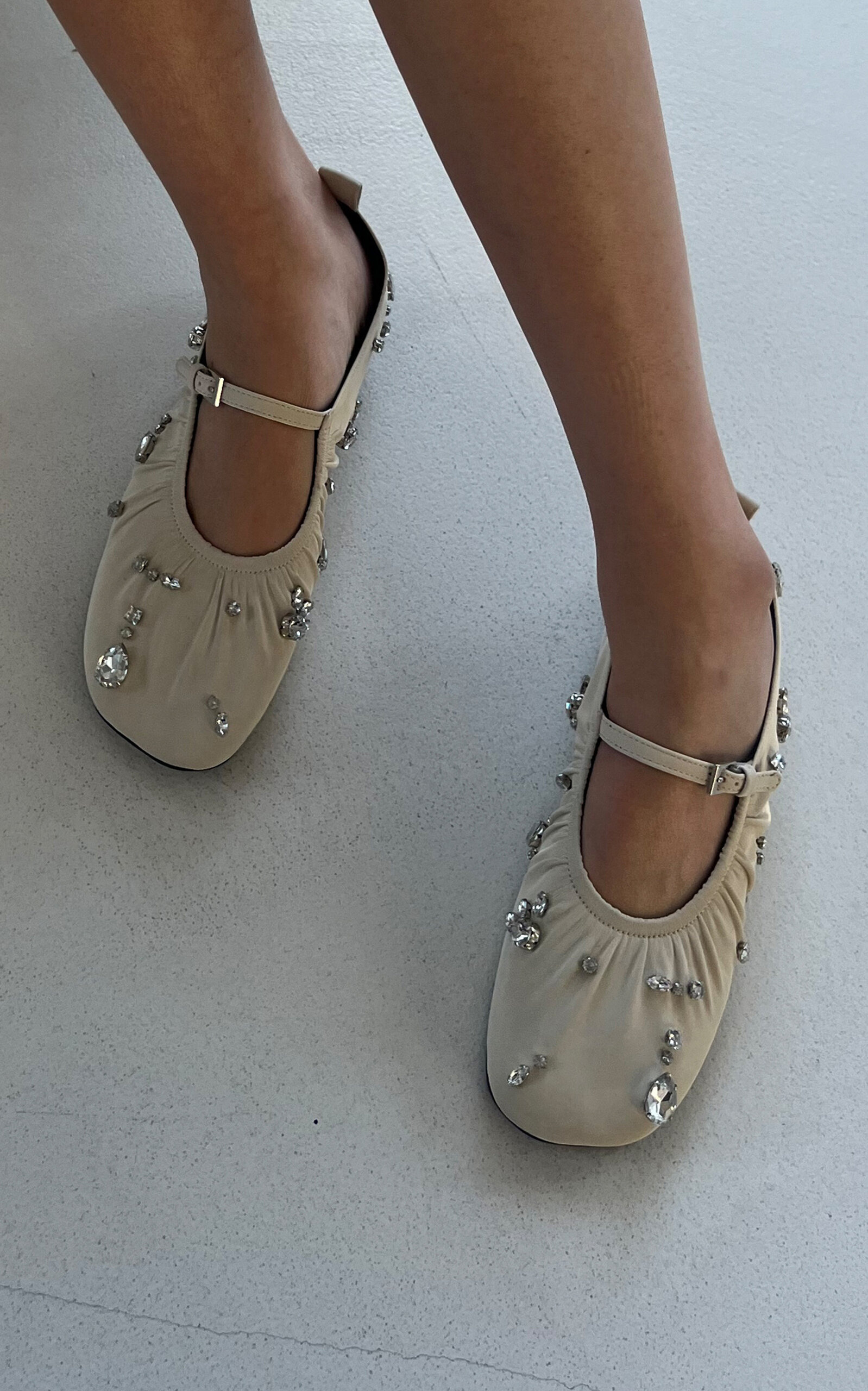 Sparkling Stone Leather Mary Jane Flats white - 2