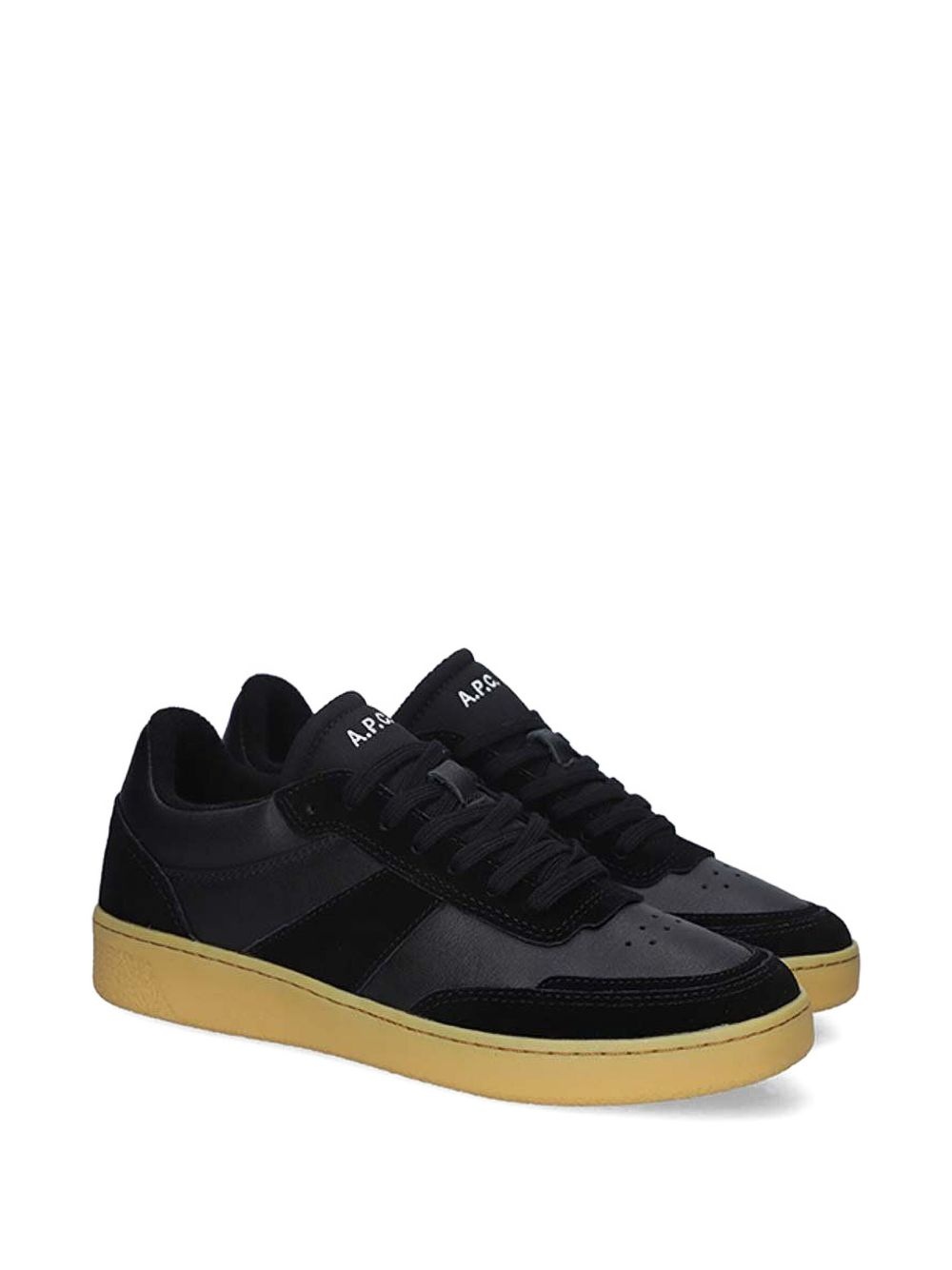 Plain suede-panel sneakers - 2
