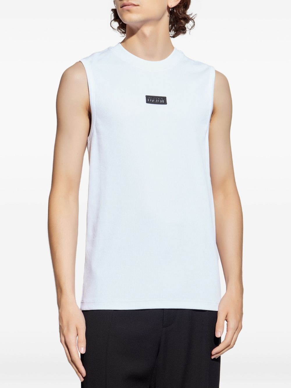 ribbed logo-plaque tank top - 3
