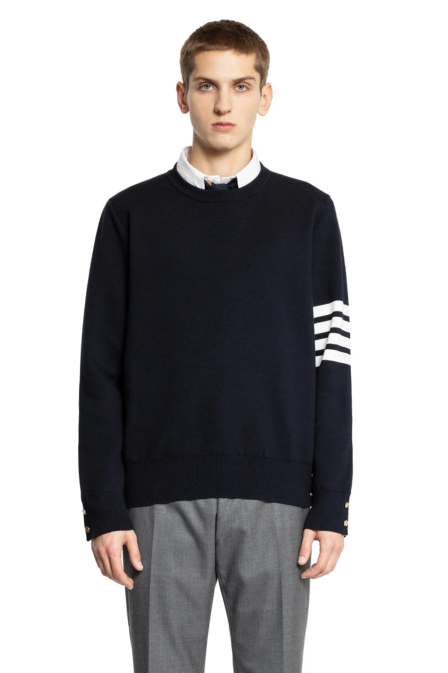 THOM BROWNE MAN BLUE KNITWEAR - 1