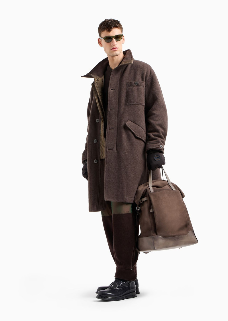 GIORGIO ARMANI Fulled wool and cashmere cloth pea coat outlook