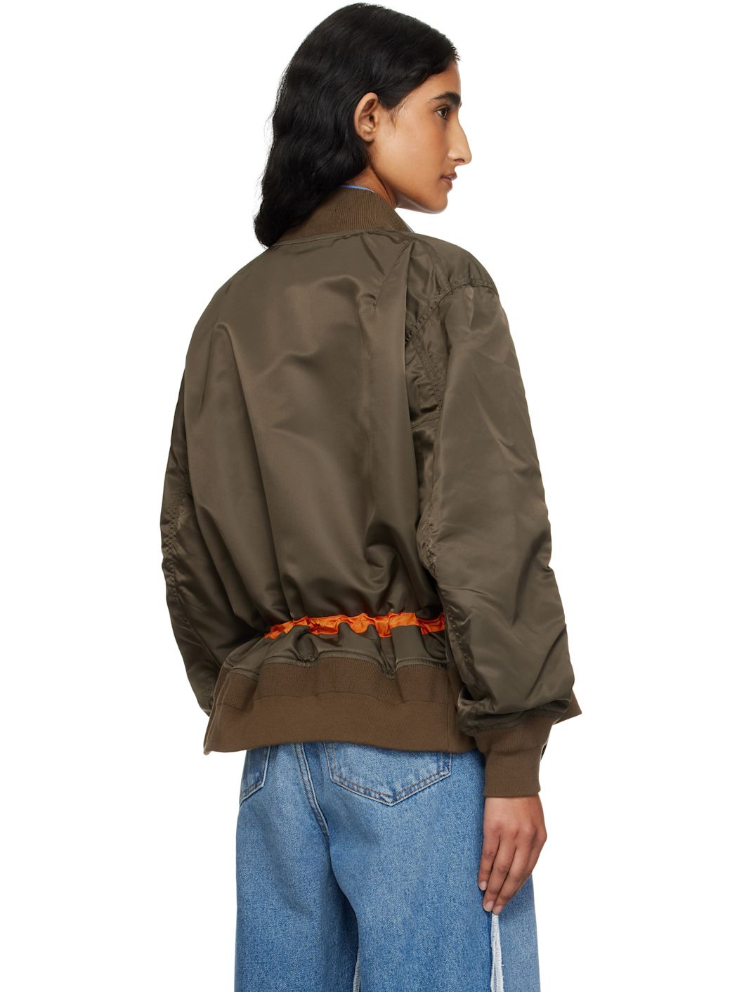 Khaki Nylon Twill Blouson Bomber Jacket - 3