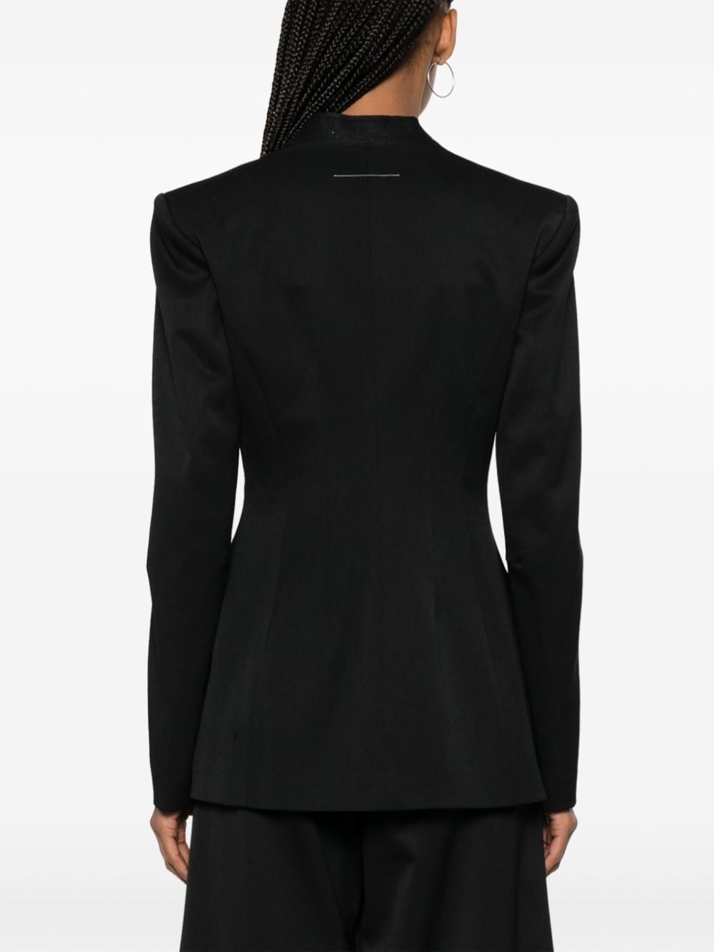 contrast-stitching single-breasted blazer - 4