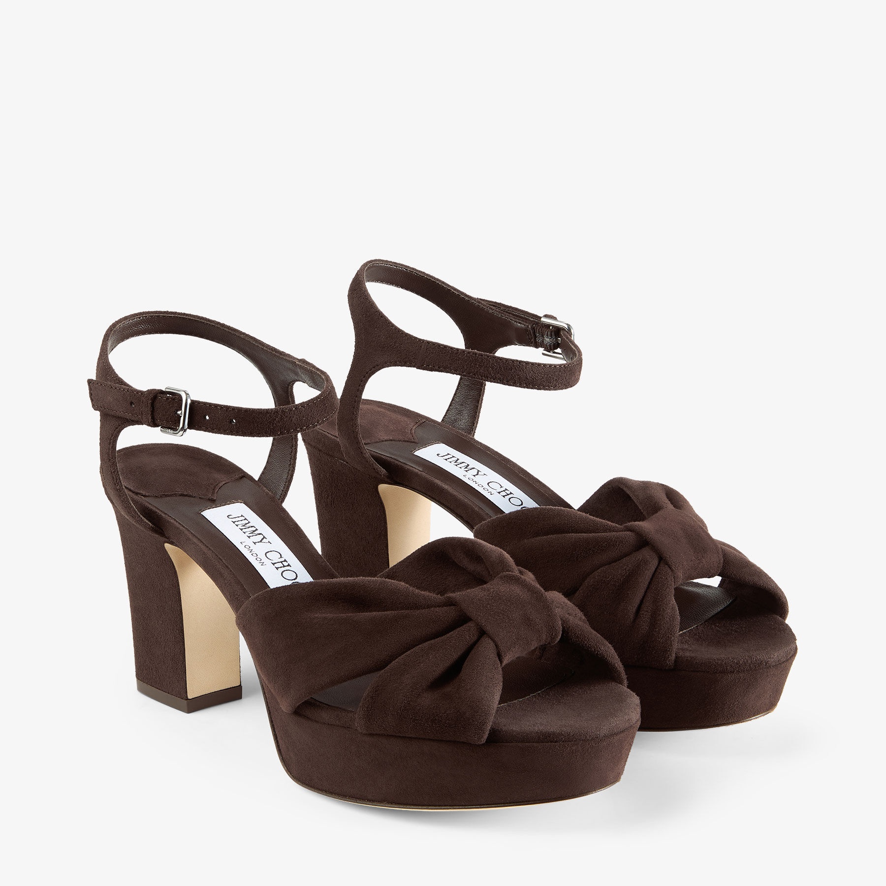 Heloise 80
Chocolate Suede Platform Sandals - 3