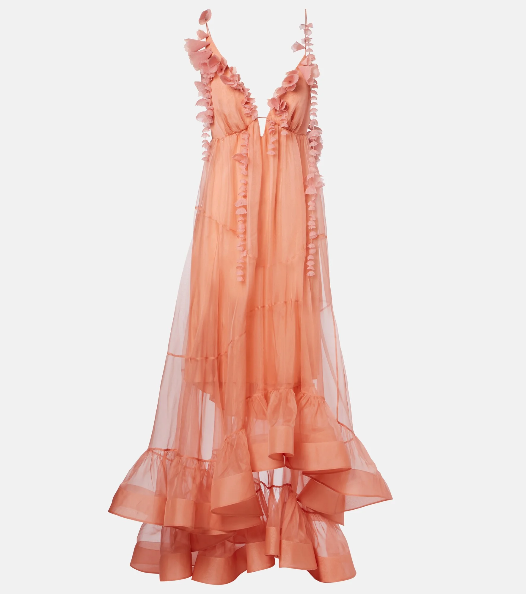 Como floral-appliqué silk maxi dress - 1