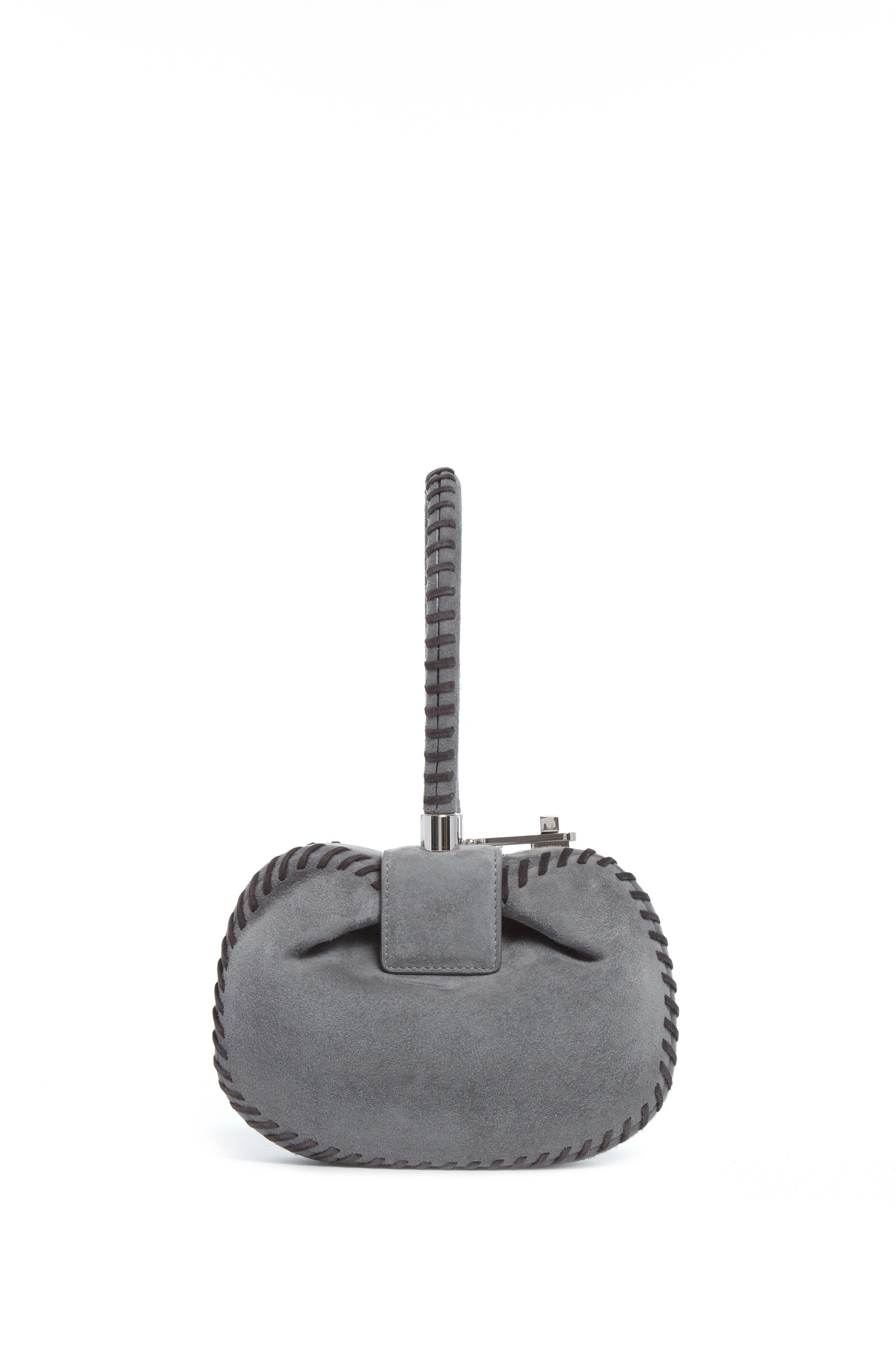 Whipstitch Demi Bag in Charcoal Suede - 2