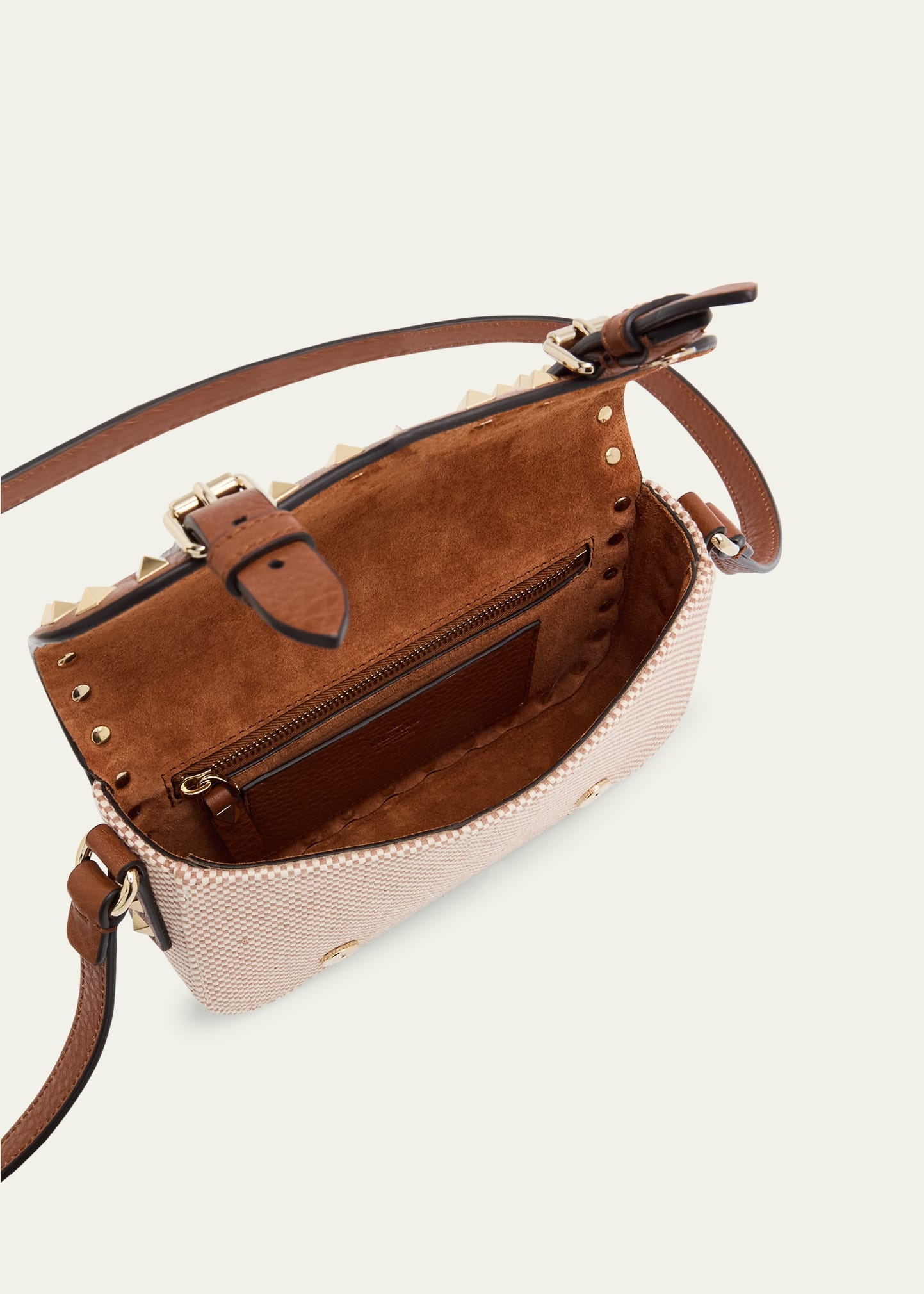 Rockstuds Buckle Flap Canvas Crossbody Bag - 4