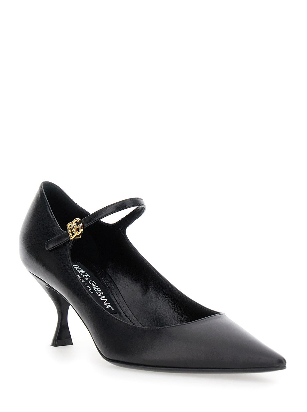 Dolce & Gabbana Women Black Slingback Pumps With Medium Stiletto Heel And Lateral Logo Plaque In Pat - 2