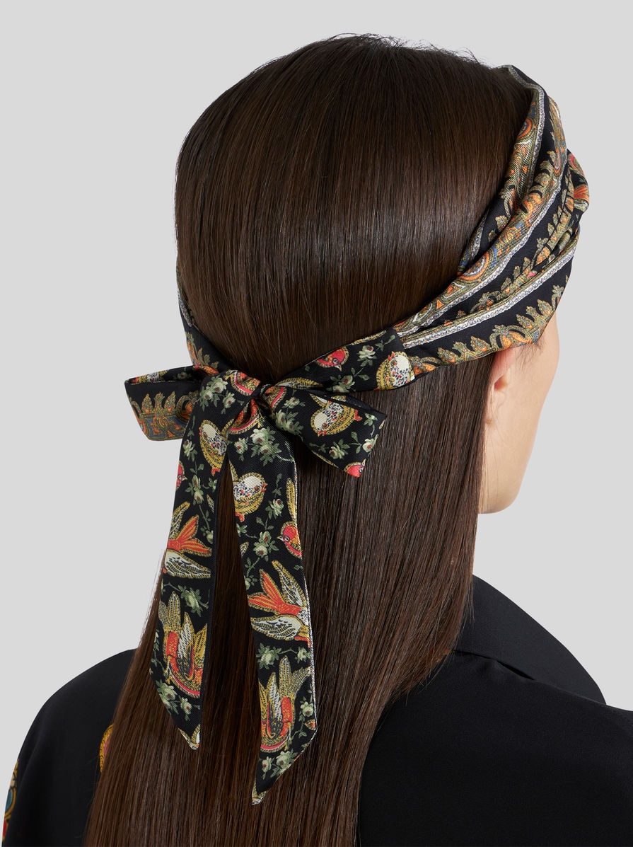 SILK HAIR BAND WITH BIRDS - 2