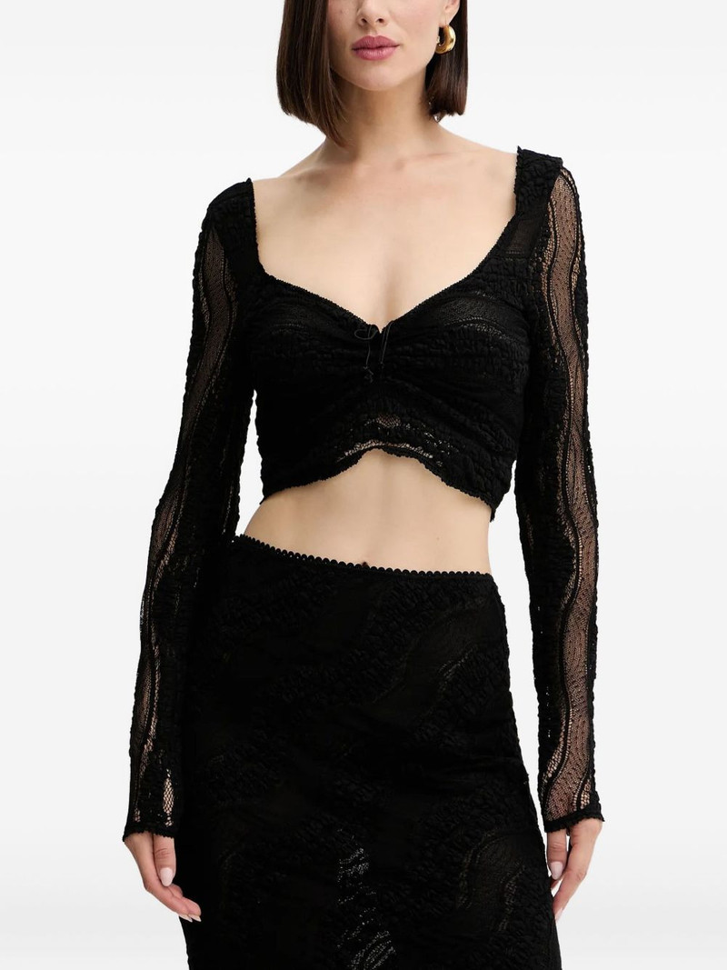 ruched-detail lace blouse 1
