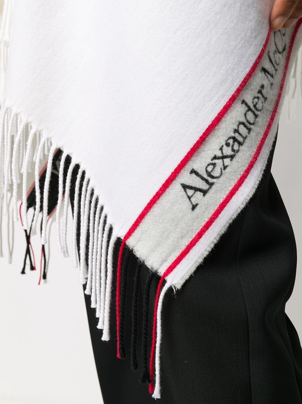 logo band fringed scarf - 5