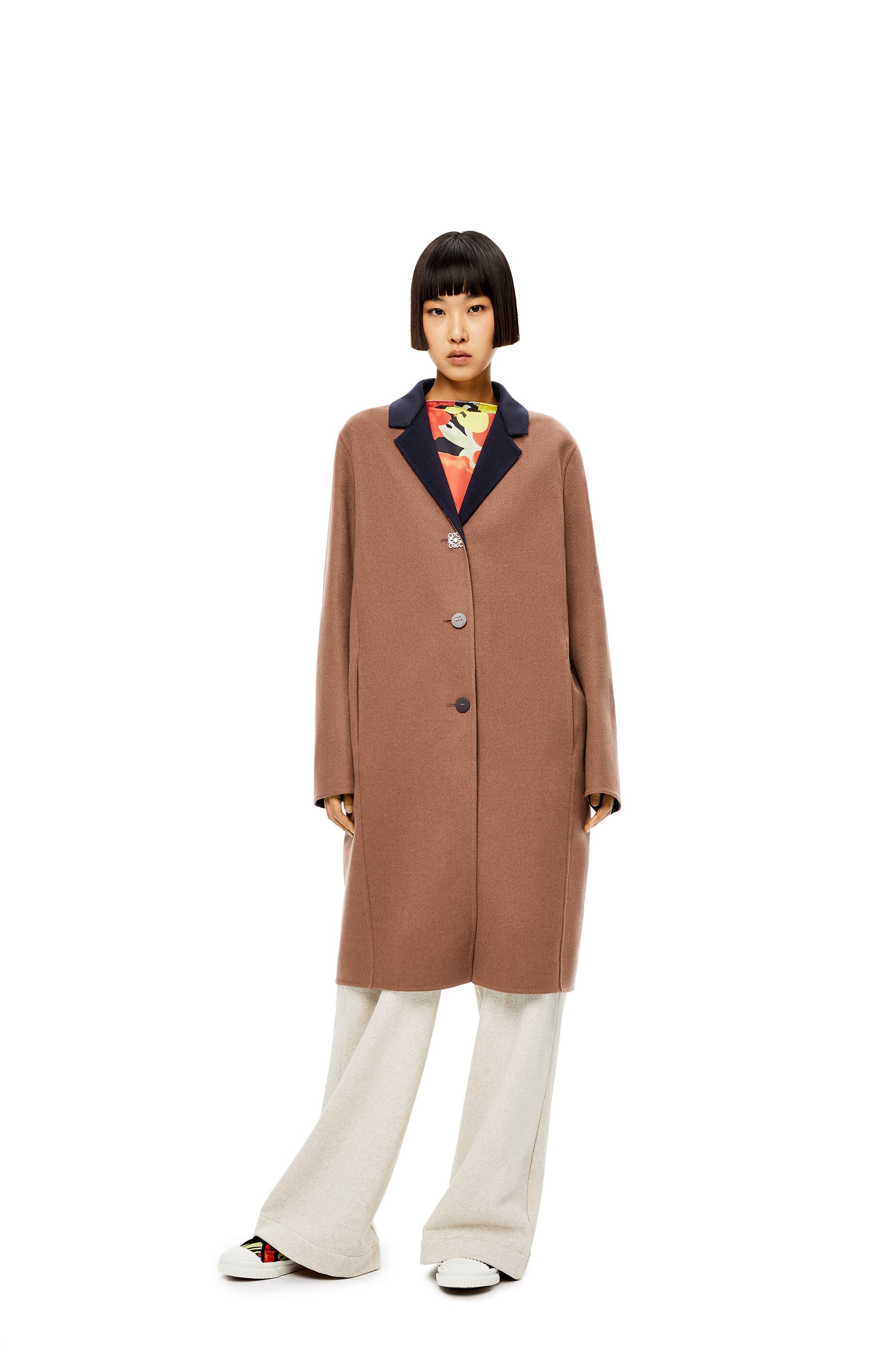 Anagram bi-colour coat in wool and cashmere - 3