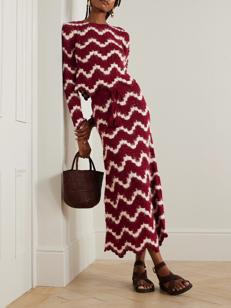 ESCVDO Safi Scalloped Cropped Crocheted Alpaca Top outlook