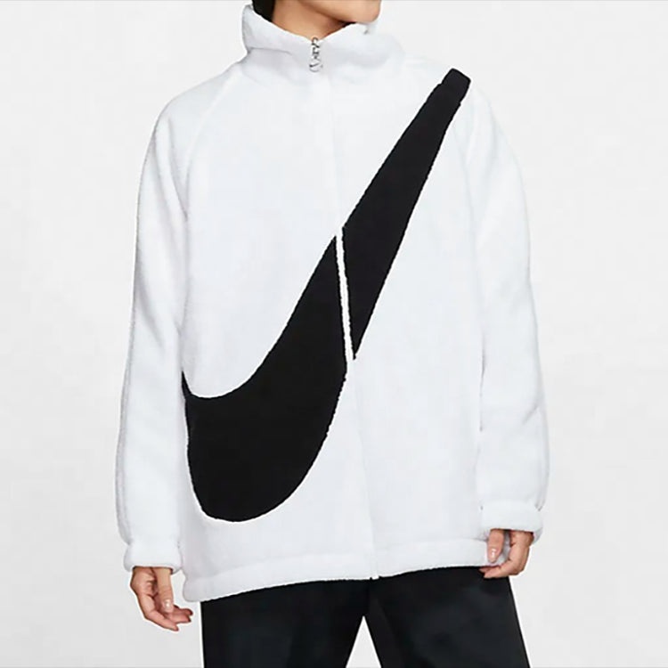 (WMNS) Nike Big Swoosh Fleece Jacket 'White Black' CZ4064-100 - 1