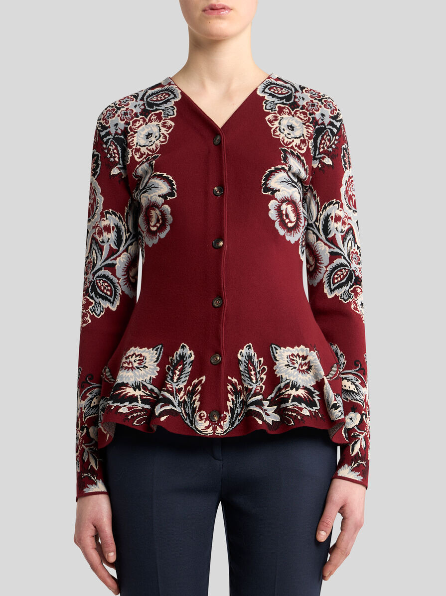 FLARED CARDIGAN WITH FLORAL MOTIF - 2