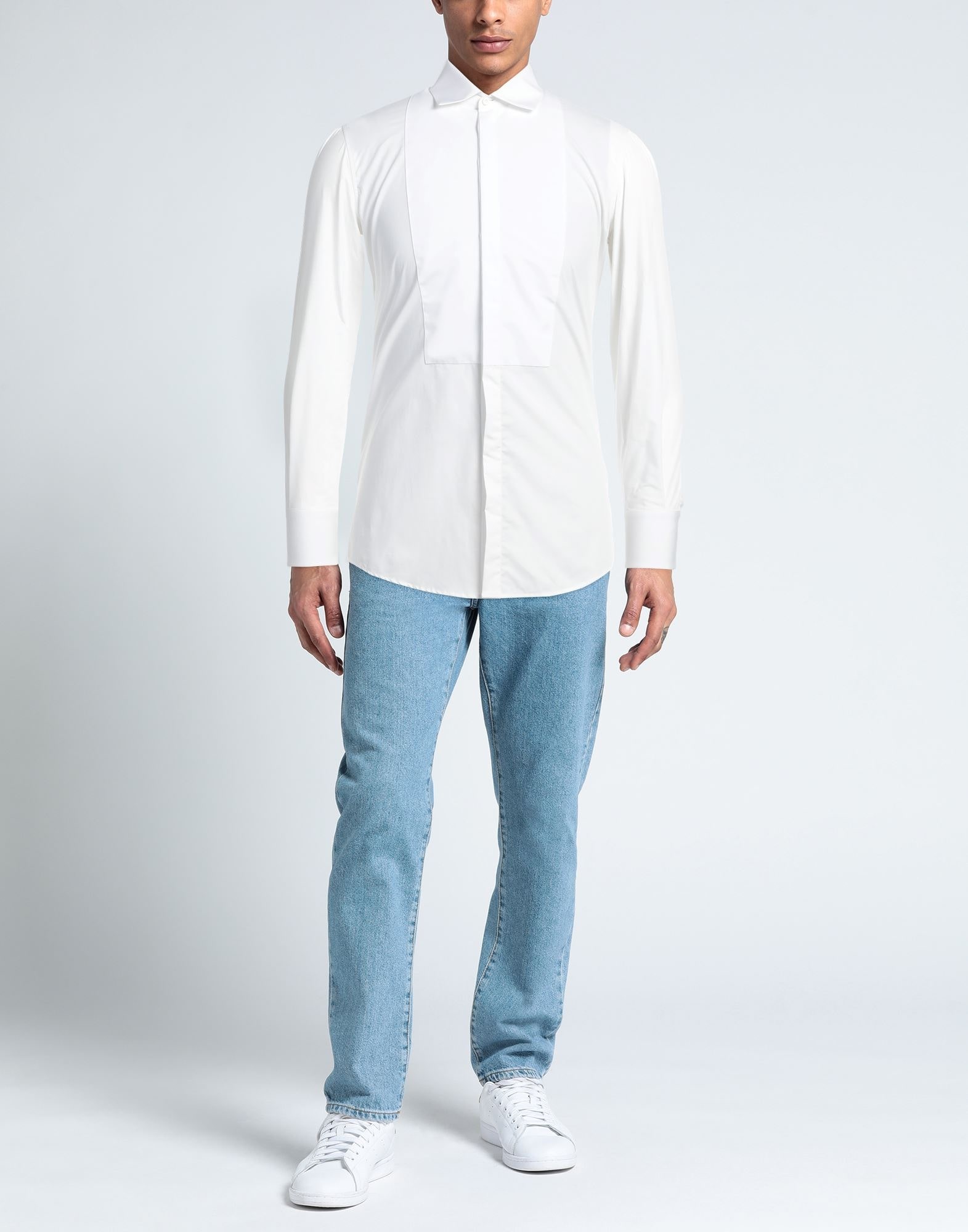 White Men's Solid Color Shirt - 2