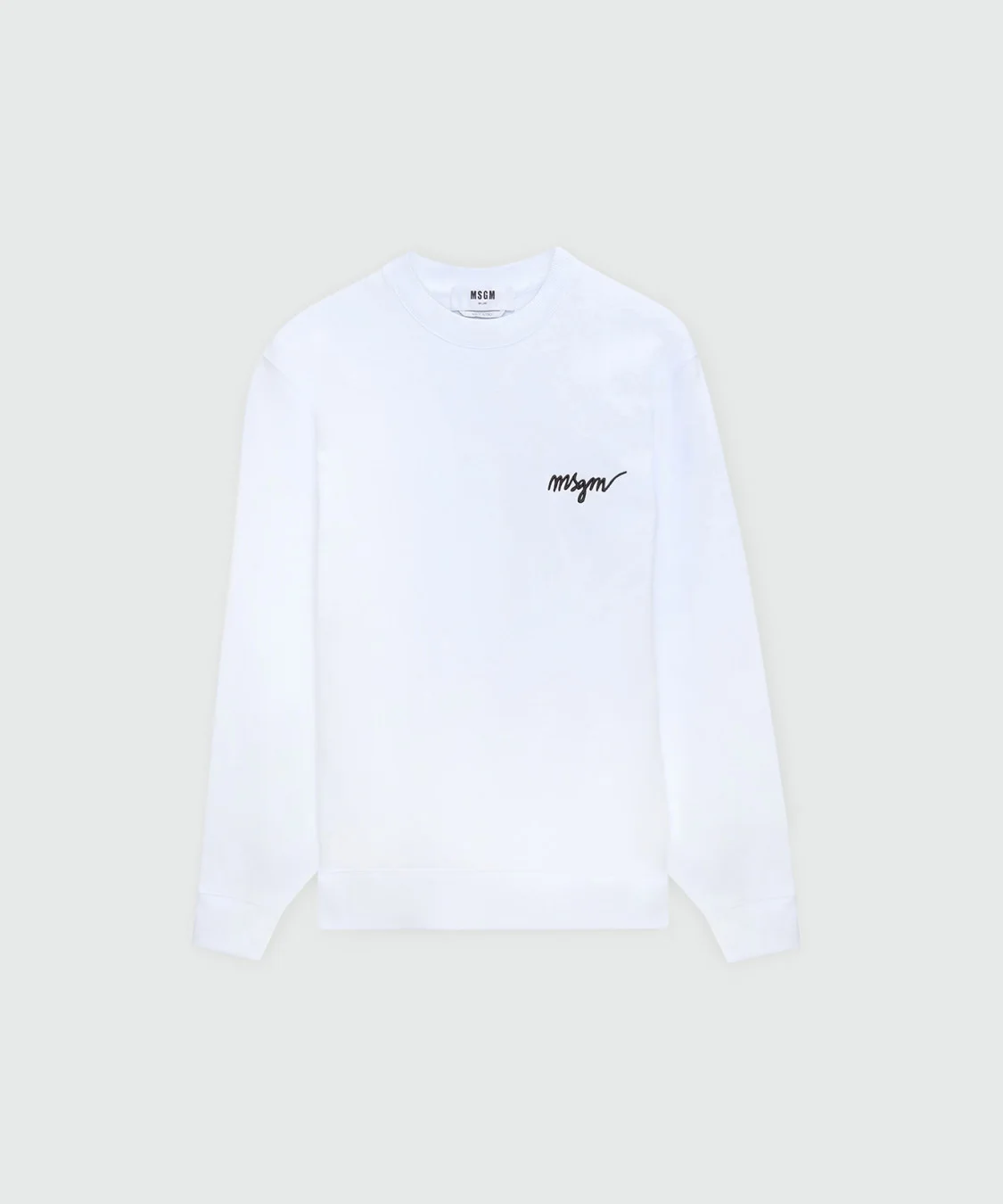 White crew neck sweatshirt with cursive logo - 1