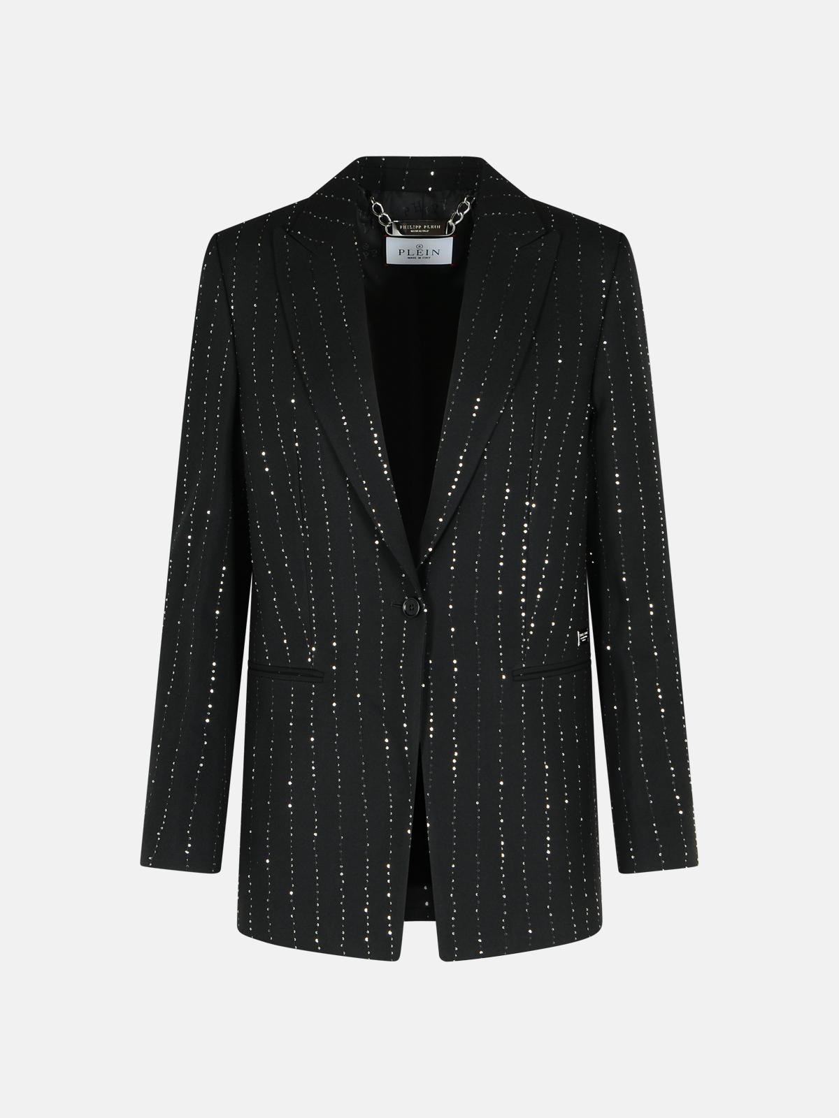 'BOYFRIEND FIT' BLAZER WITH BLACK WOOL BLEND PAIETTES - 1