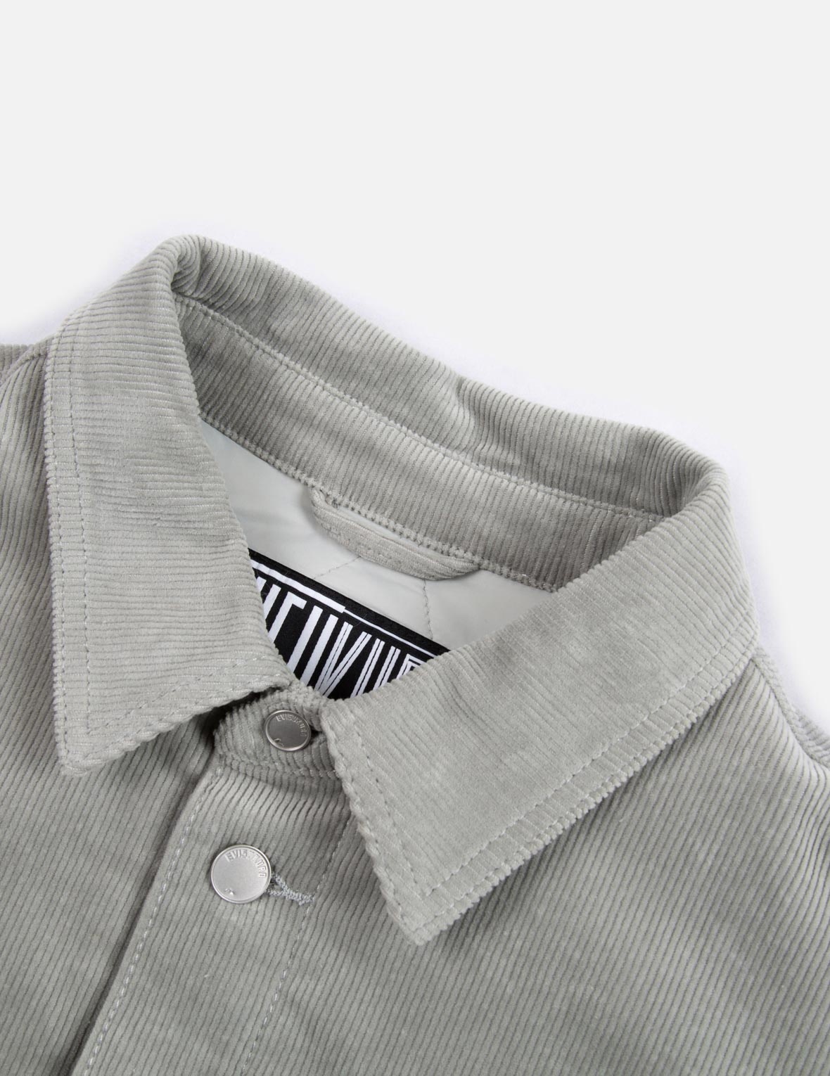 Logo Embroidered Corduroy Shirt Jacket with Sleeves Blocking - 9