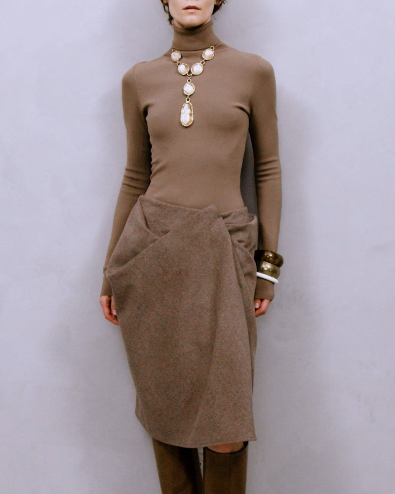 CREASE SKIRT OCHRE 5