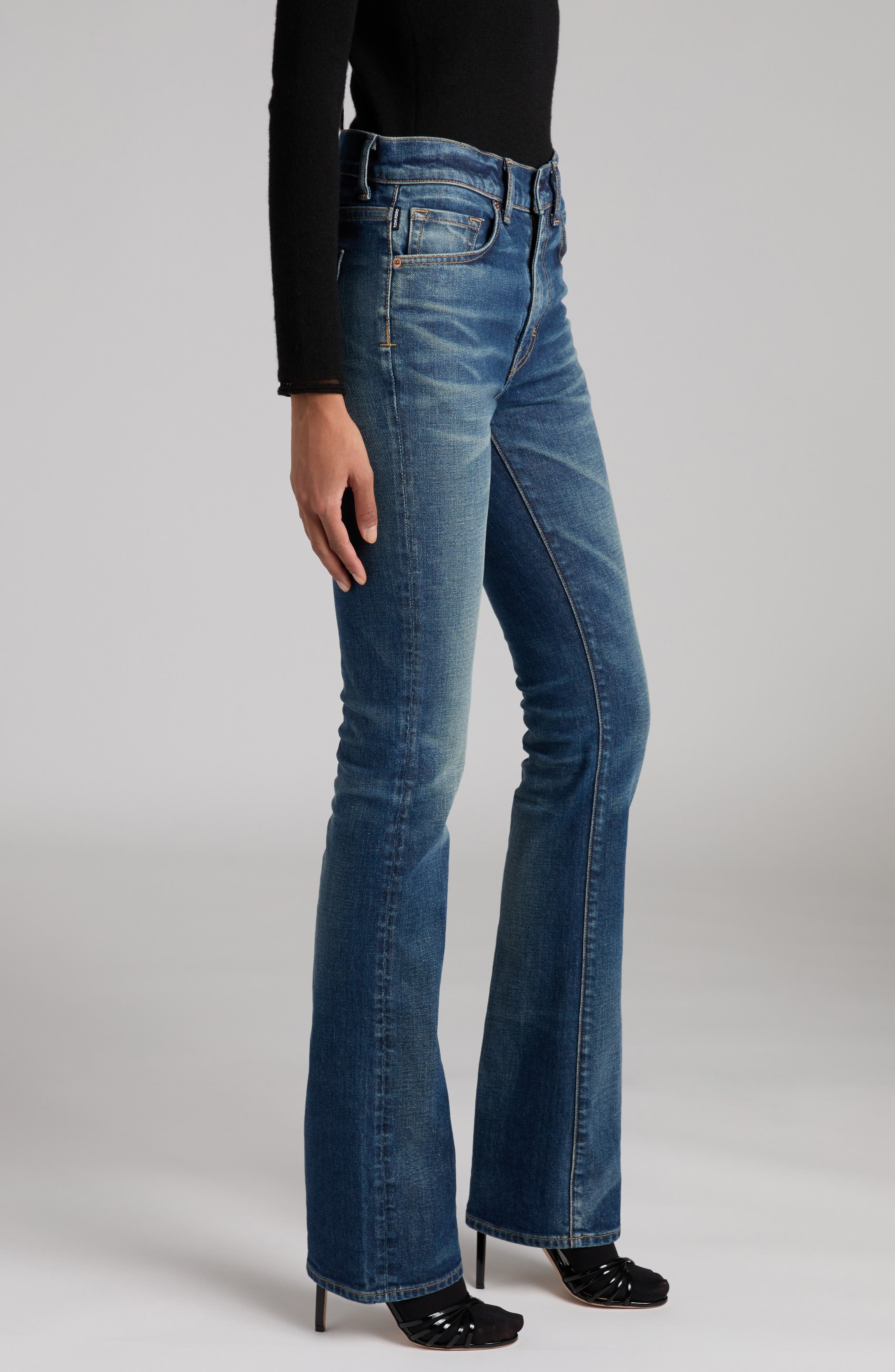TOM FORD Stonewashed Bootcut Jeans in Hb772 Mid Blue at Nordstrom - 3