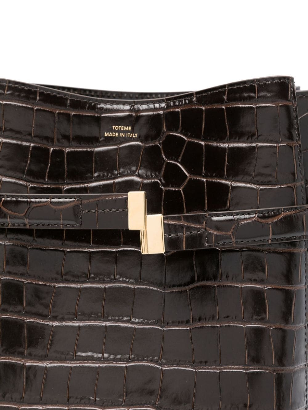 belted crocodile-embossed bucket bag - 3