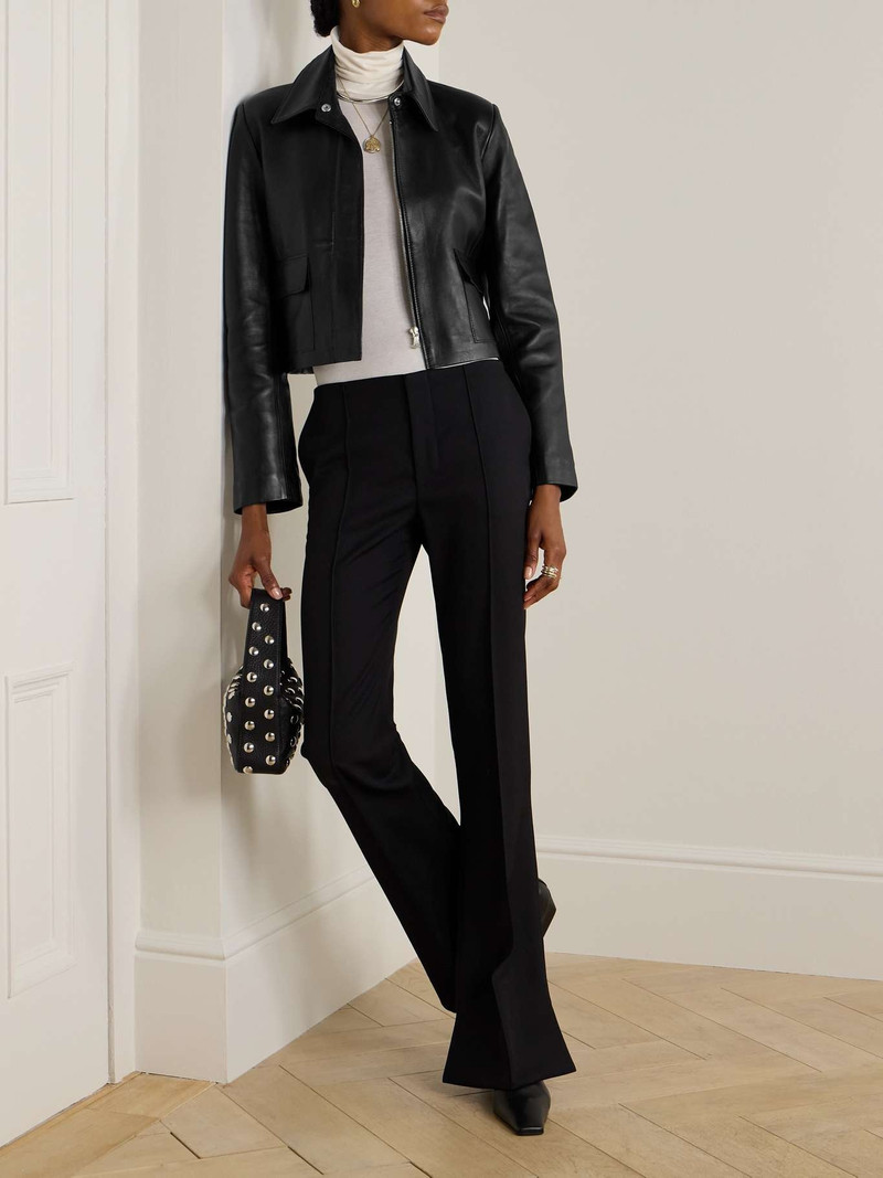 NOUR HAMMOUR Bleeker cropped paneled leather jacket Black outlook