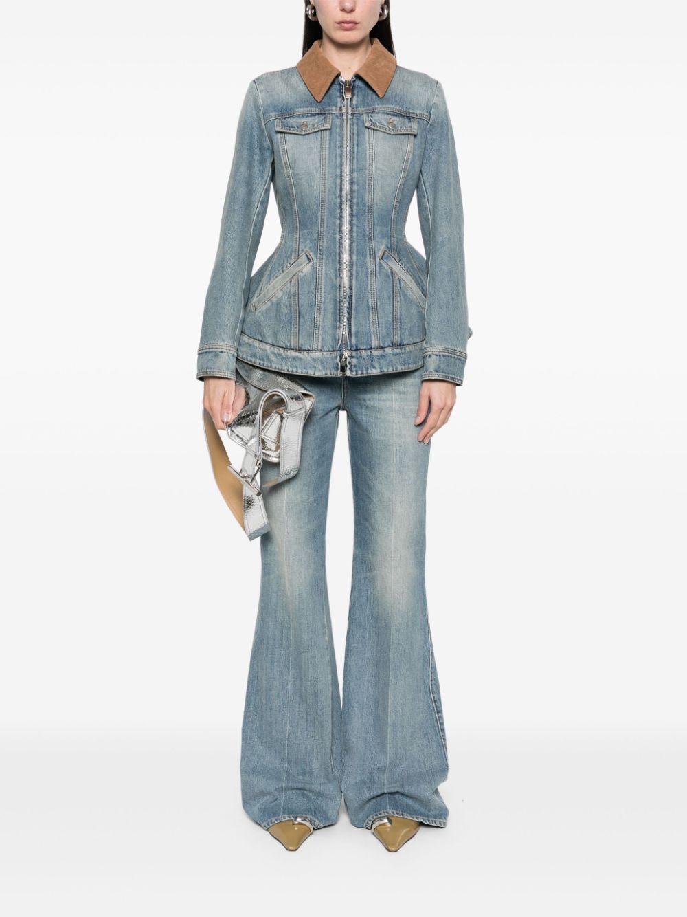 peplum denim jacket - 2