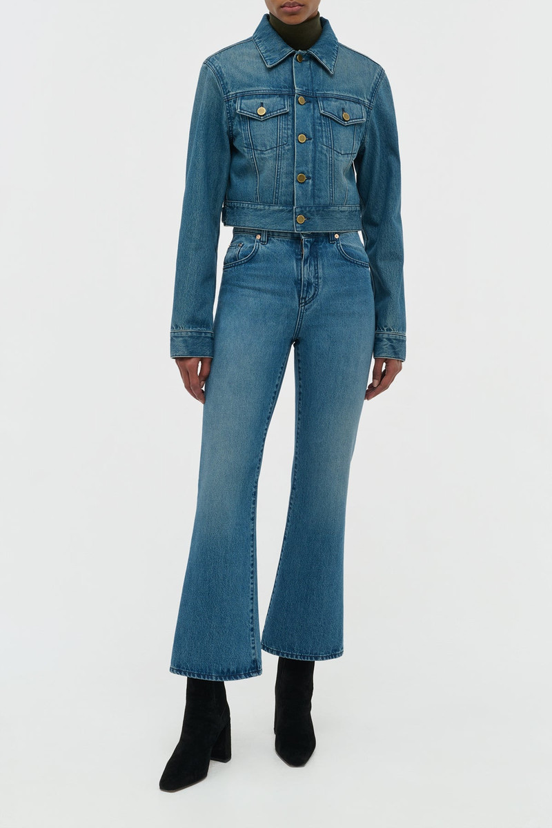 GABRIELA HEARST Ezra Bootcut Cropped Jean in Uruguayan Blue Recycled Cotton Denim outlook