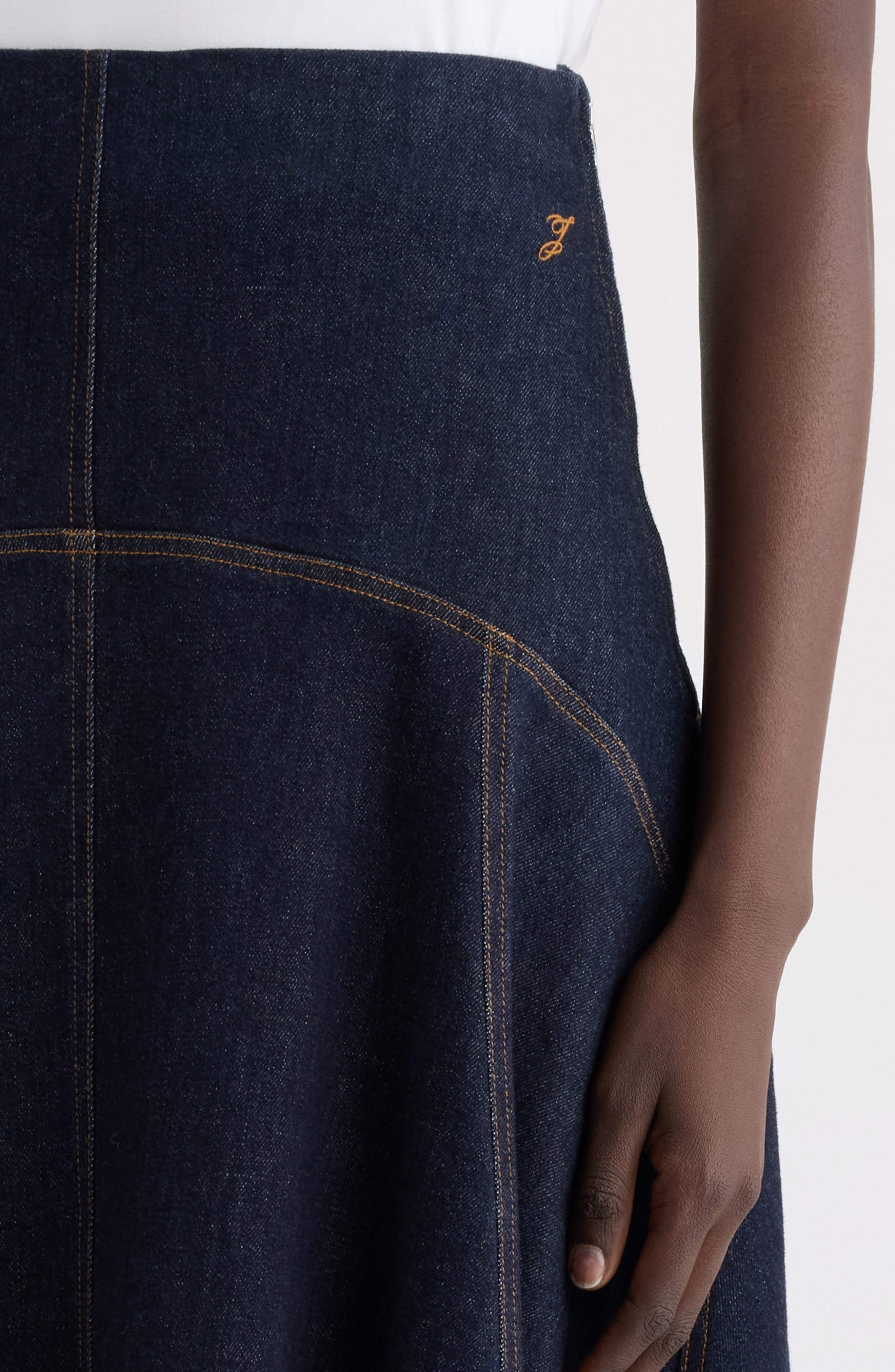 Jacquemus La Jupe Triangle de-Nîmes A-Line Denim Midi Skirt in Dark Navy at Nordstrom - 5