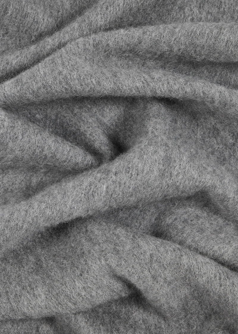 Grey Tonal Embroidered Logo Cashmere Scarf 4