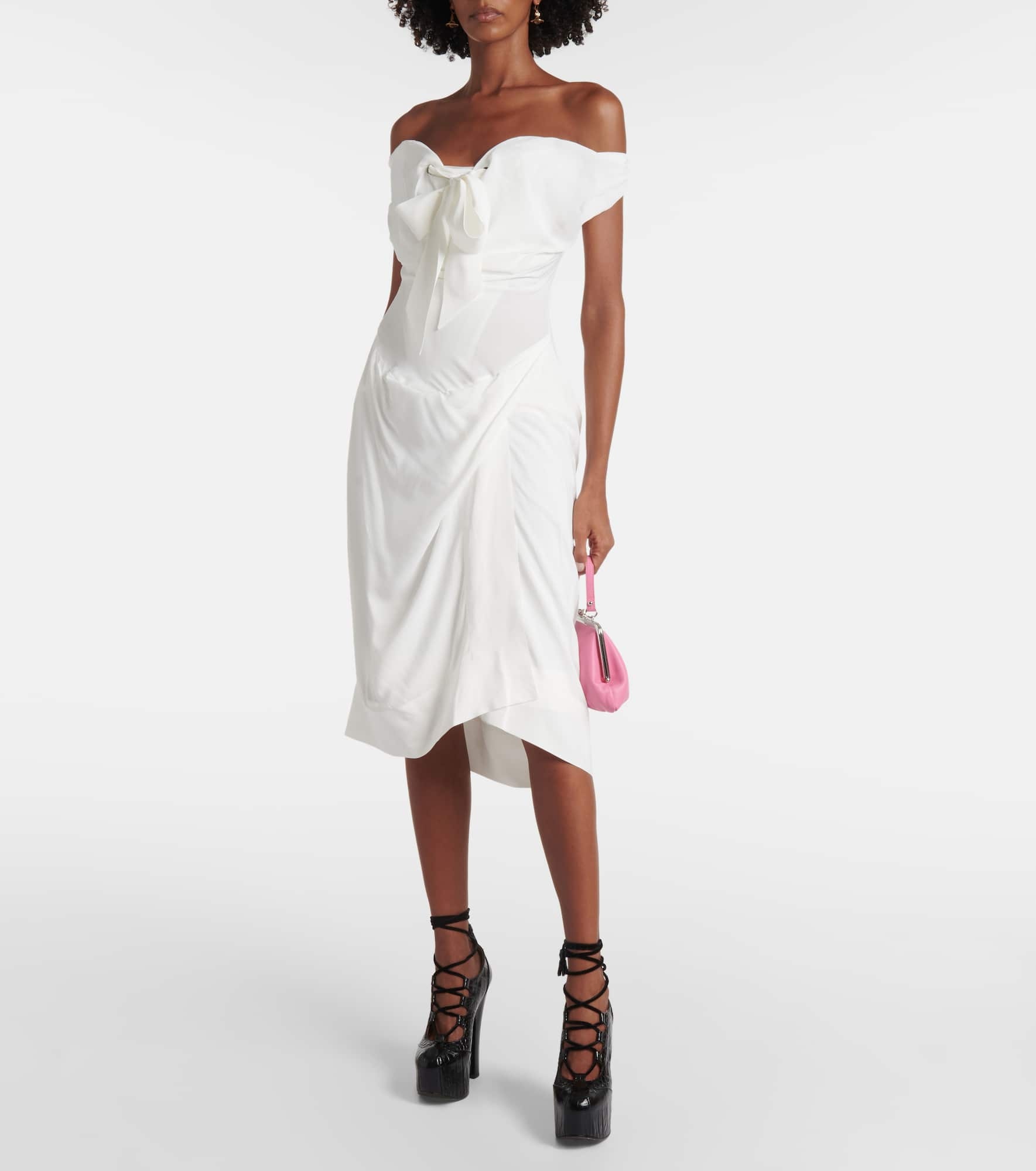 Bridal bow-detail midi dress - 2