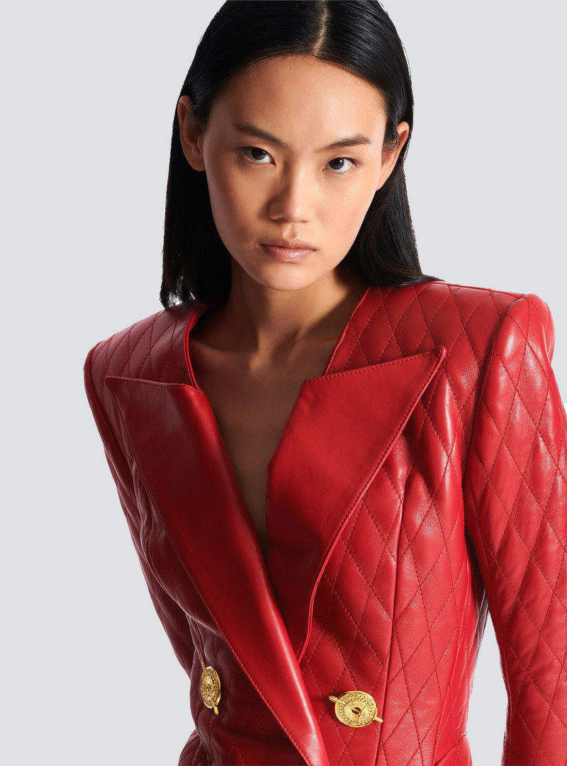 Short quilted leather dress 7