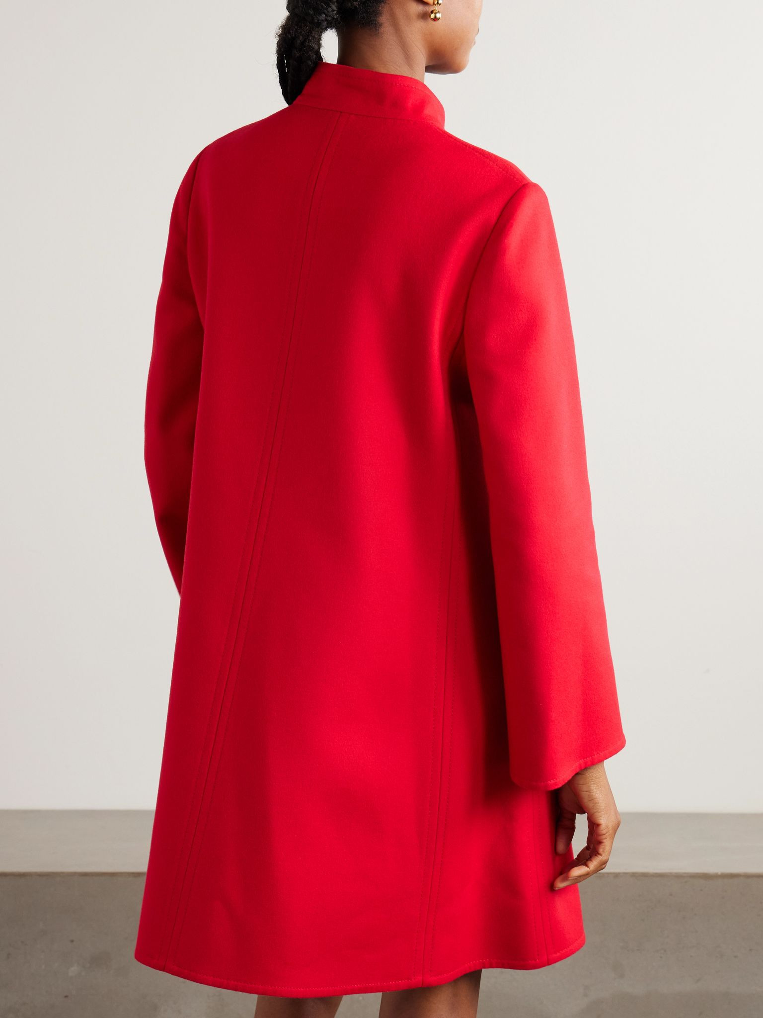 Embellished wool-blend coat Red - 3