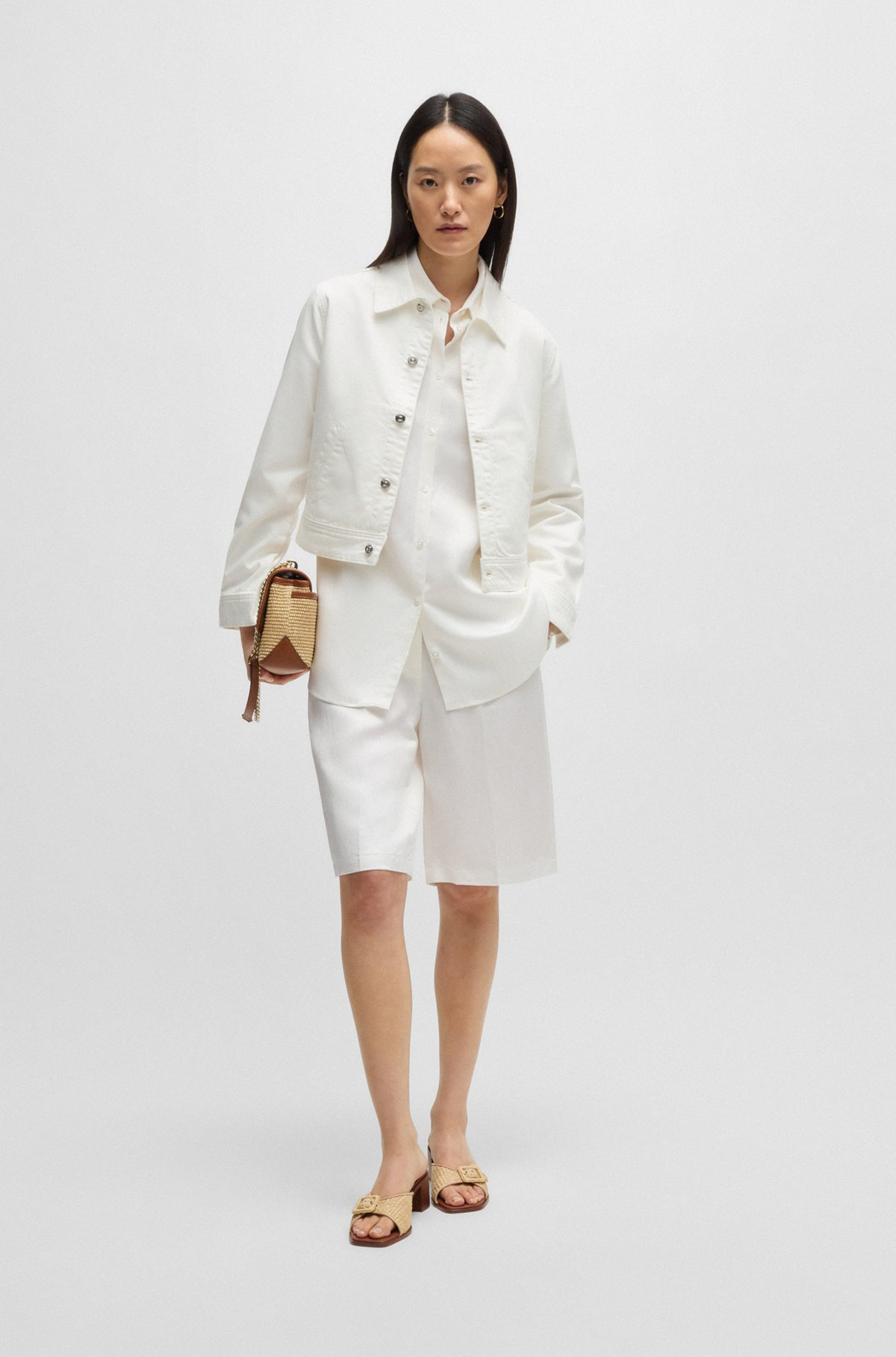 STRAIGHT-FIT DENIM JACKET IN WHITE EGYPTIAN COTTON - 3