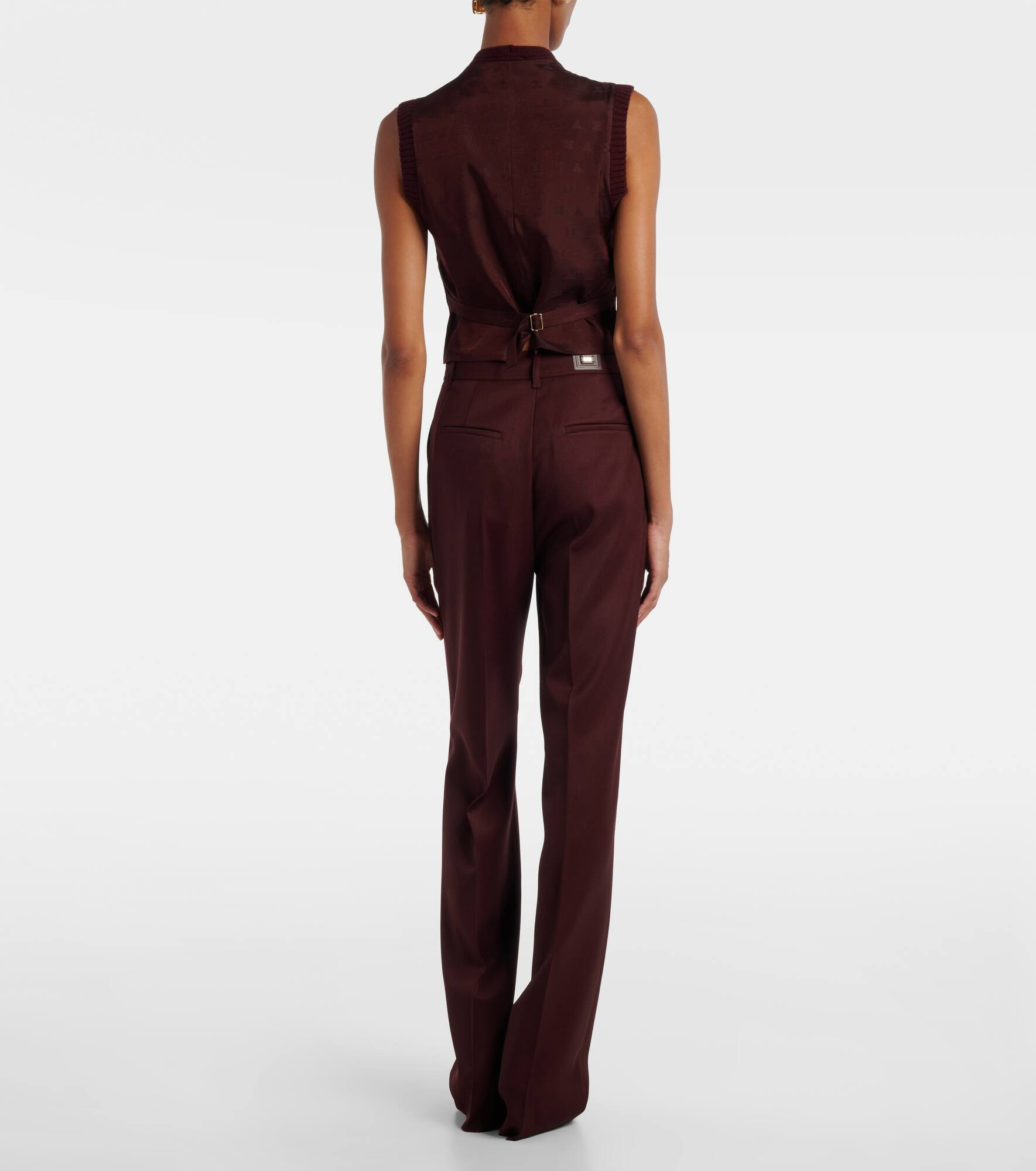 Madre paneled wool-blend and satin vest - 3