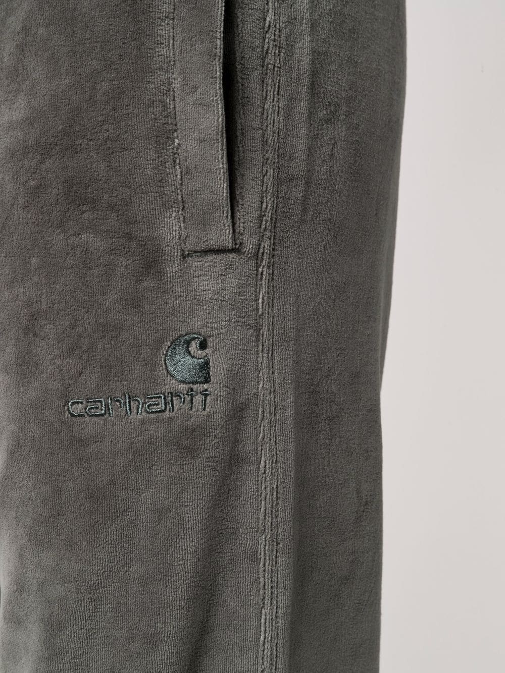 logo-embroidered velvet track pants - 5