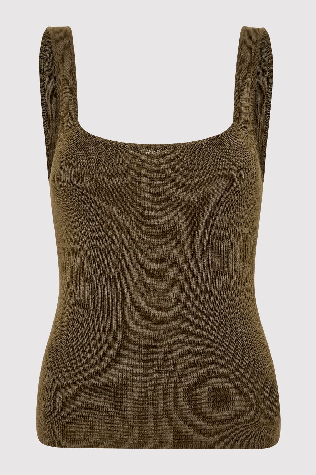 Square Neck Knit Singlet - Kelp - 1