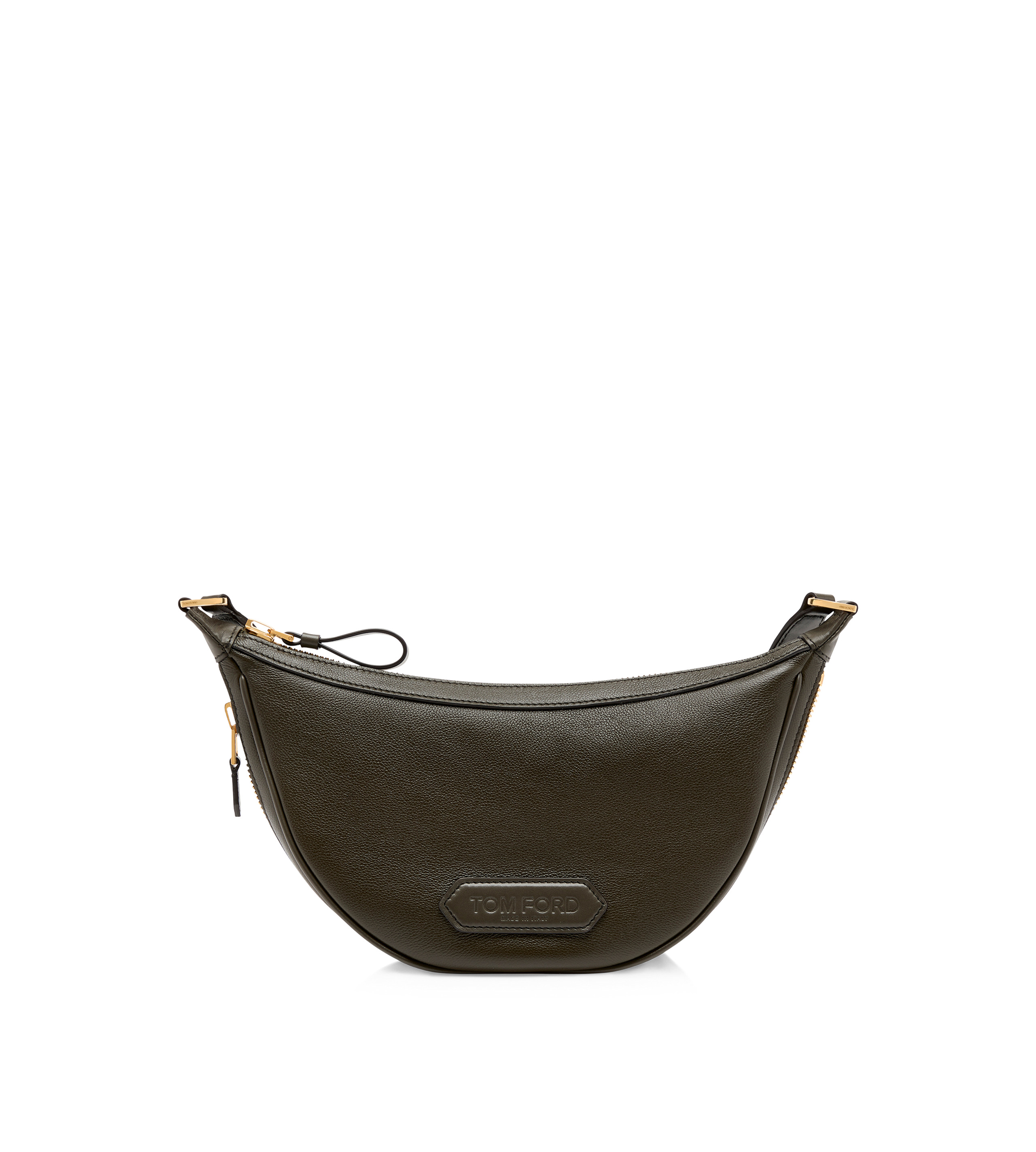 【関税込み】tom ford Leather detail shoulder strap TOM FORD SMOOTH LEATHER ZIP CRESCENT BAG | REVERSIBLE