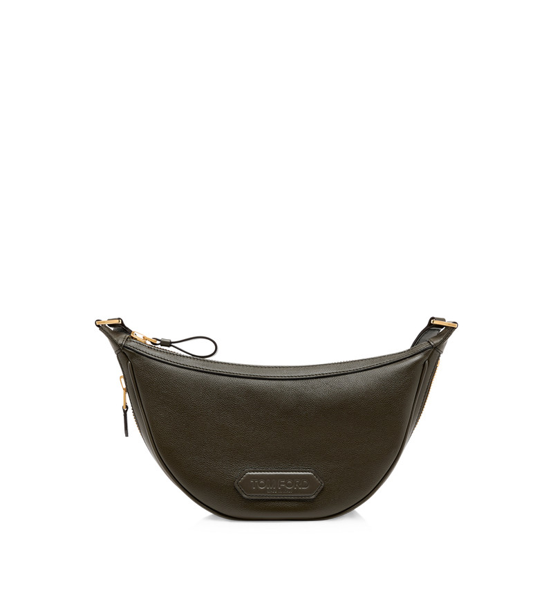 SMOOTH LEATHER ZIP CRESCENT BAG 7