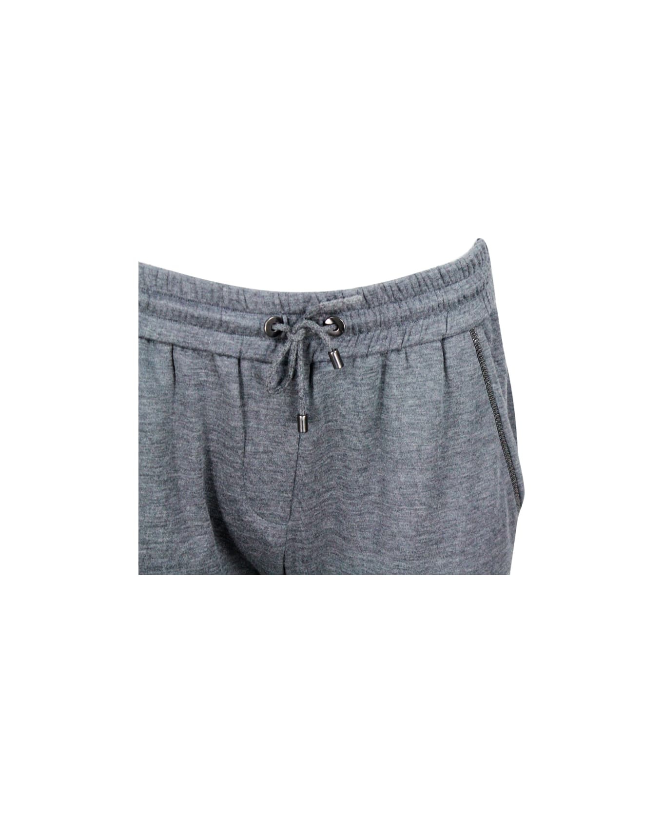 Jogging Trousers In Cotton And Silk With Monili On The Pockets - 4