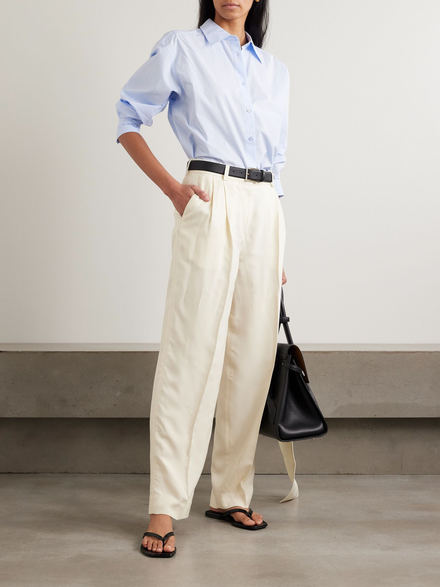Garderob pleated woven tapered pants Ecru - 5