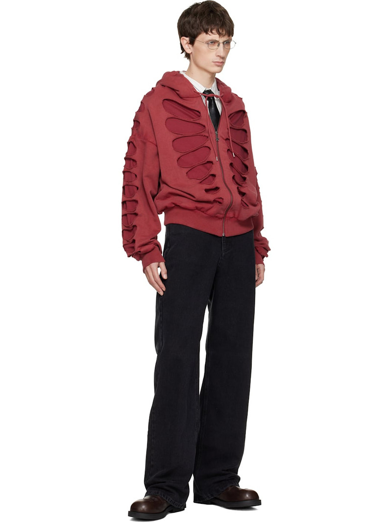 AVAVAV Red Shoulderless Cutout Hoodie outlook