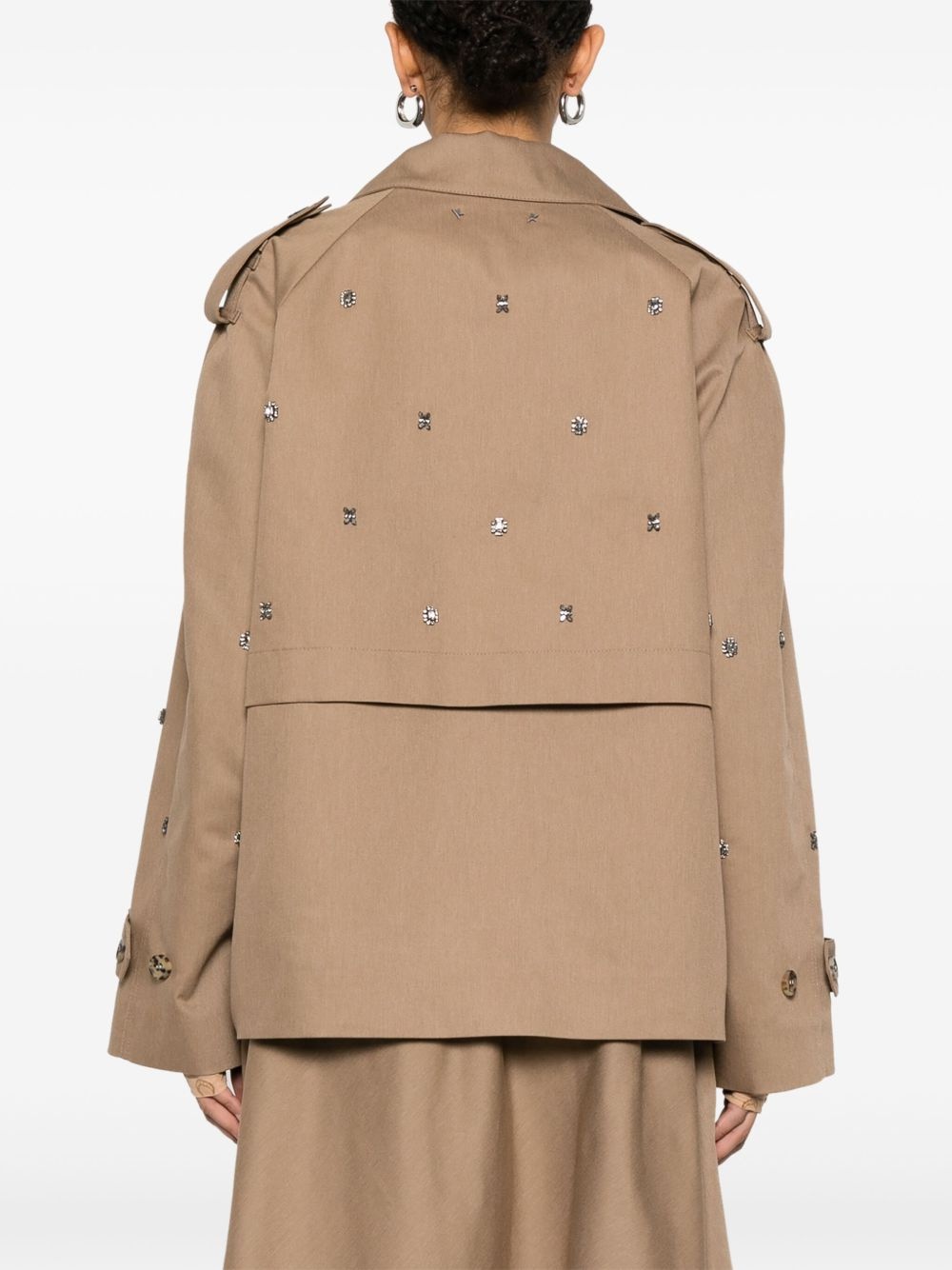 sequin-embellished cropped trench coat - 4